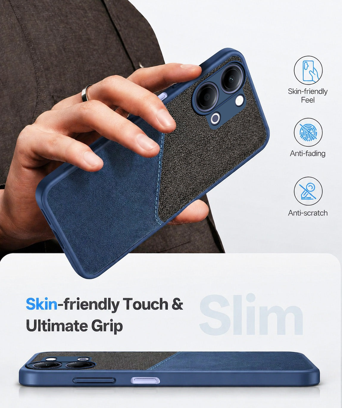 For Vivo Y05 4G Back Cover Case (Dual PU Leather Stitch | Professional Minimalist | Soft and Flexible)