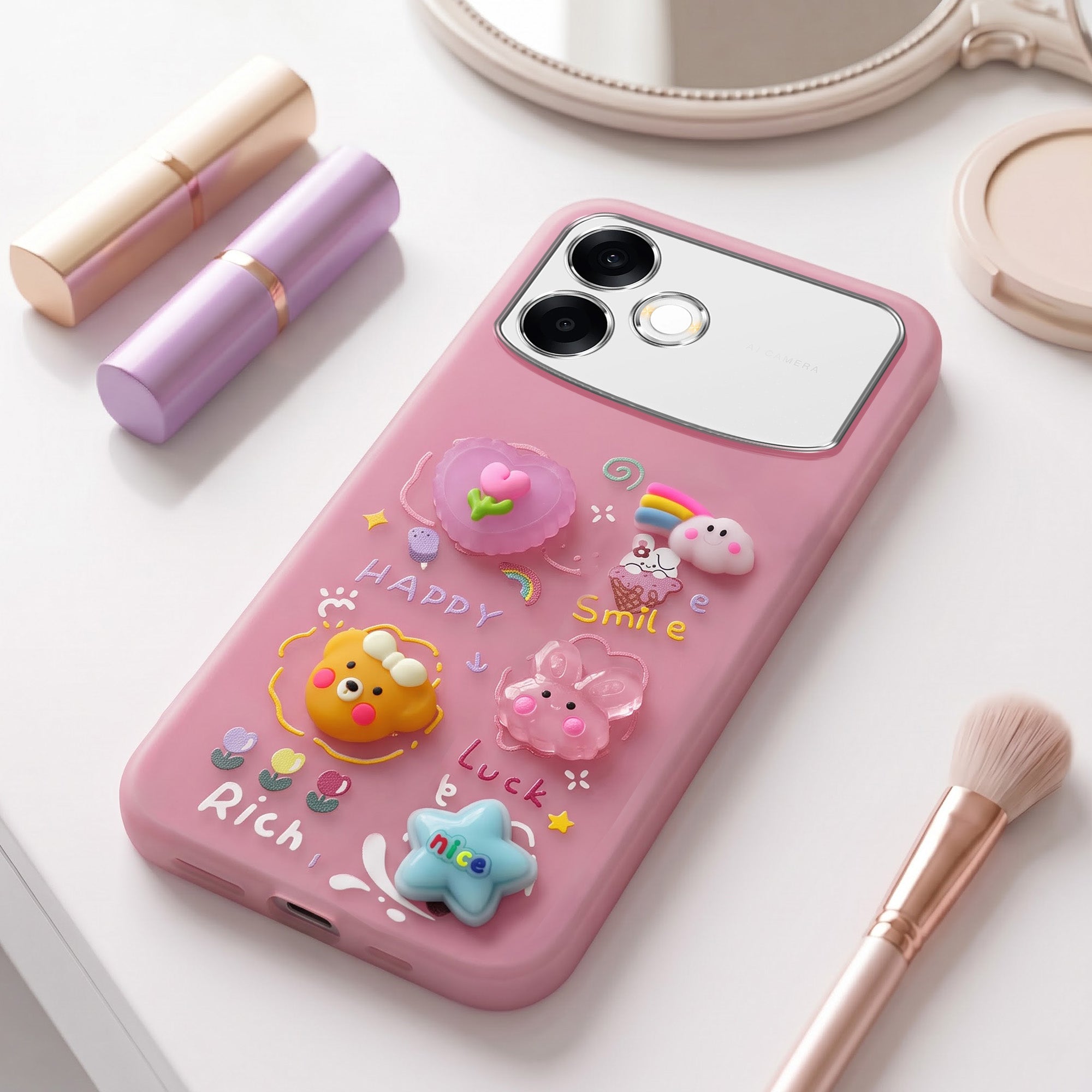 For Oppo F33 Pro 5G Back Cover Case (3D Cute Cartoons | Hard Back Side Soft | Matte Premium Finish | HD Printing)