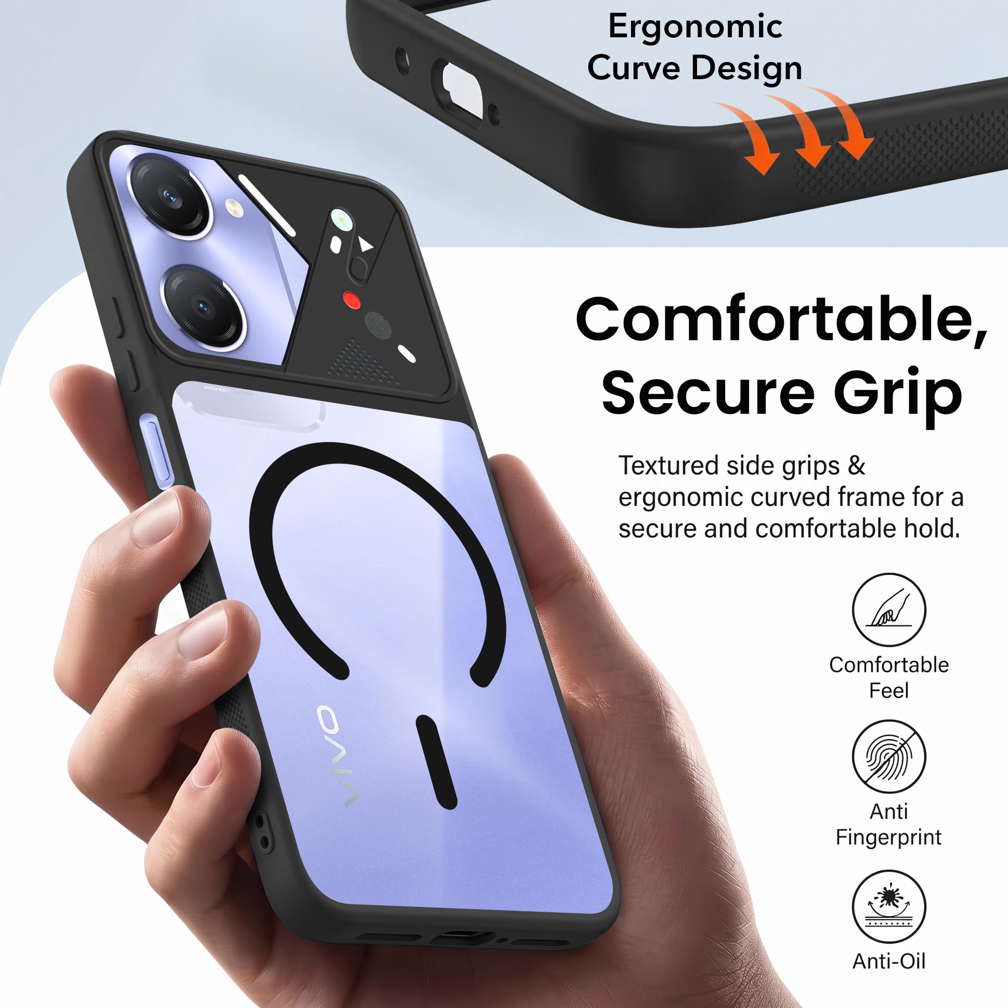 For Vivo Y28s 5G | Vivo T3 Lite 5G Back Cover Case Lifetime Anti-Yellow Clear (Camera Protection | Side Grip | Wireless MagSafe Compatible)