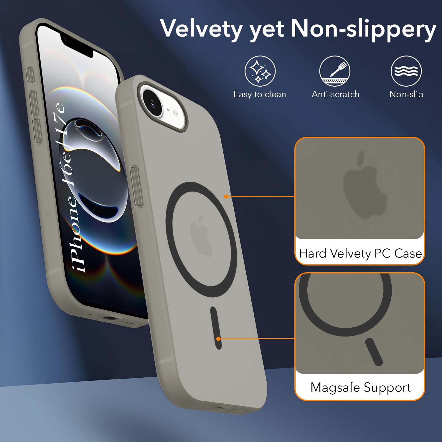 For iPhone 16e | iPhone 17e Back Cover Case (Frosted Matte Feel | MagSafe Compatible Wireless Charging | Polycarbonate Material)