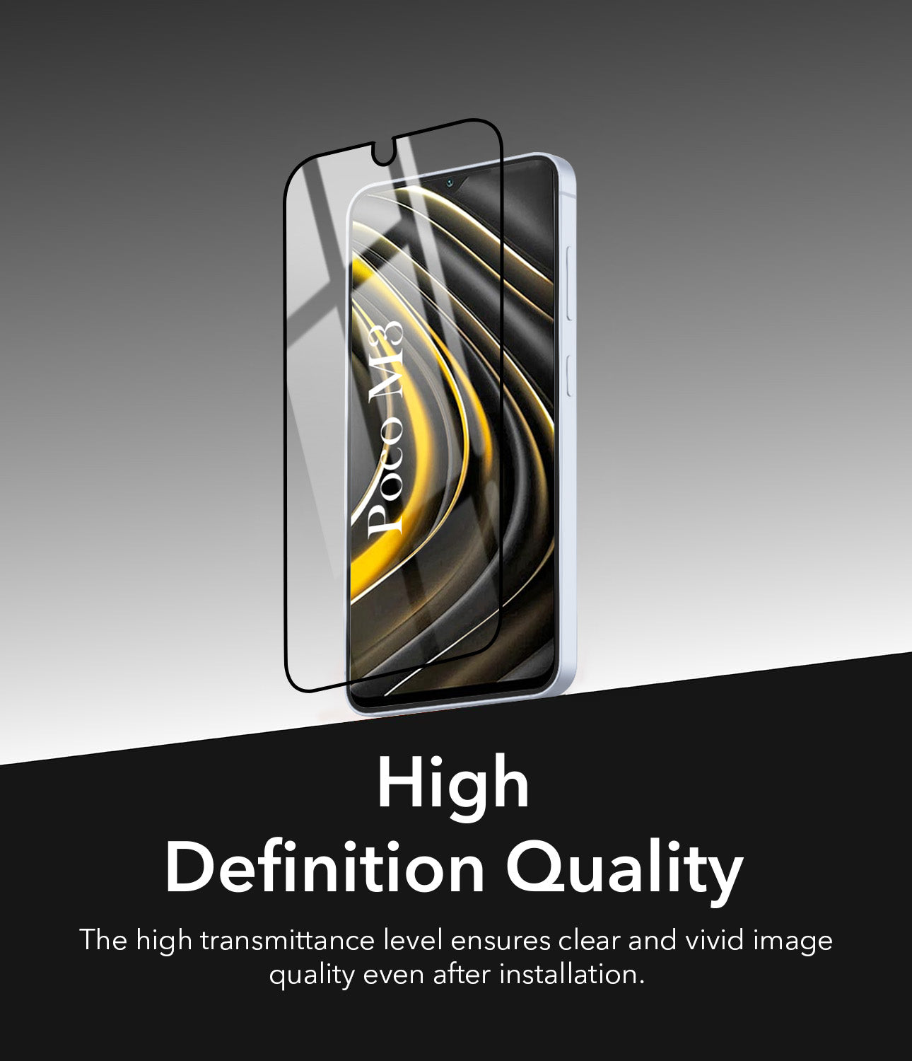 (Pack of 2) Tempered Glass For Poco M3 Military-Grade Gorilla Screen Protector With Installation Kit | Shatterproof, Full Coverage, HD Clear, Scratch Resistant