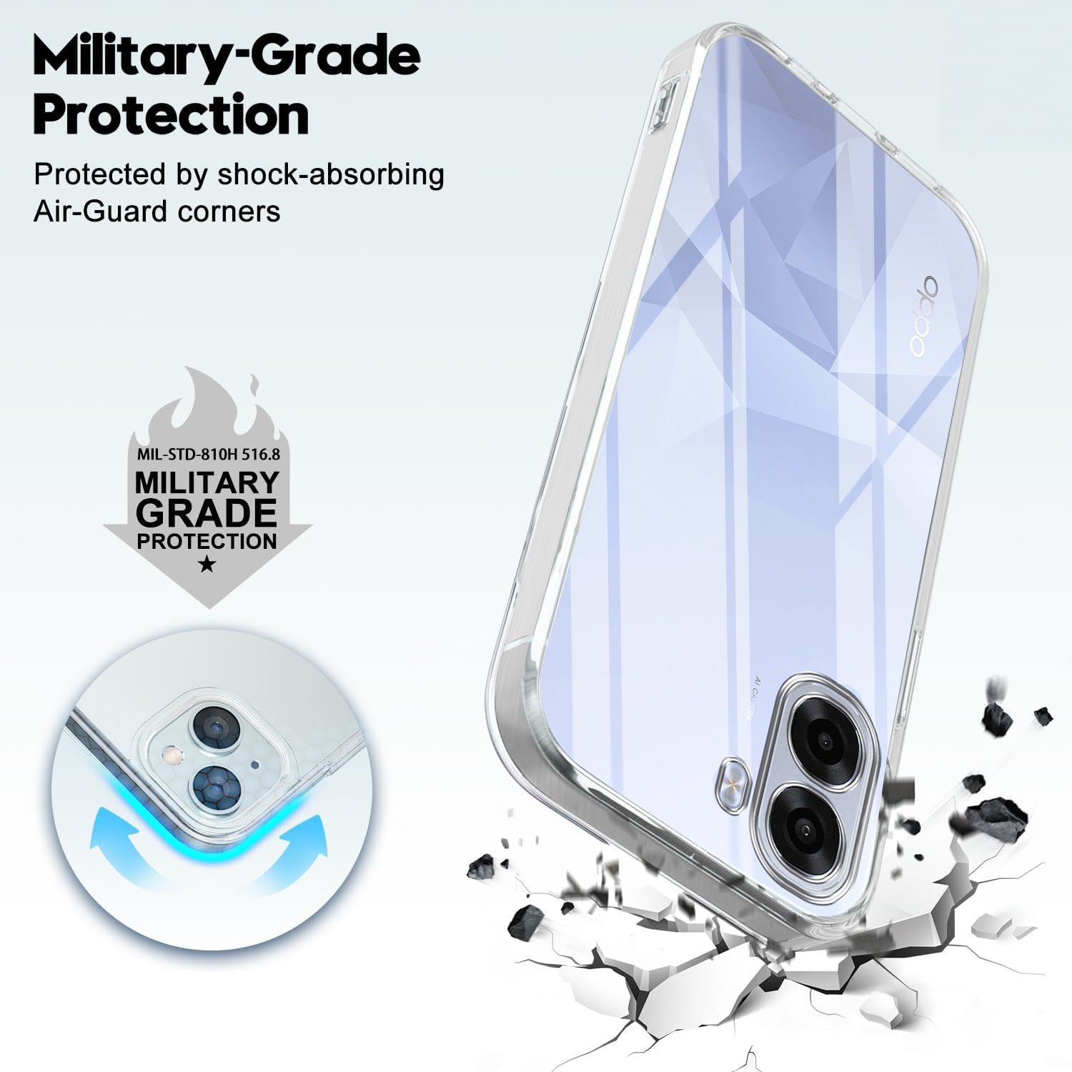 For Oppo K14x 5G Back Cover Case Silicone (Clear Shockproof Case with Camera Protection | Soft and Flexible | Transparent)