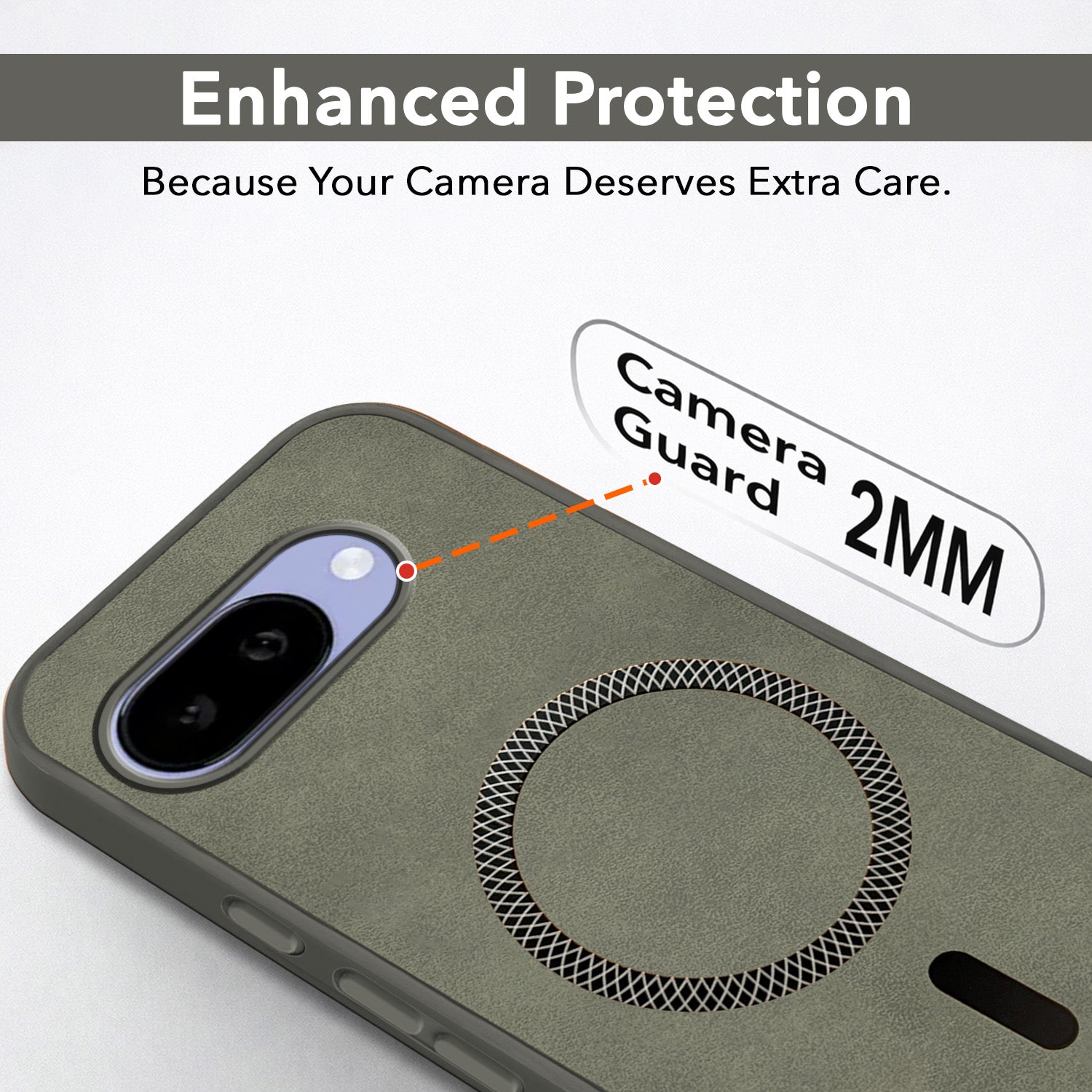 For Google Pixel 9A Back Cover Case Leather Finish (MagSafe Compatible Wireless Charging | Soft Touch | Camera Bump Protection)