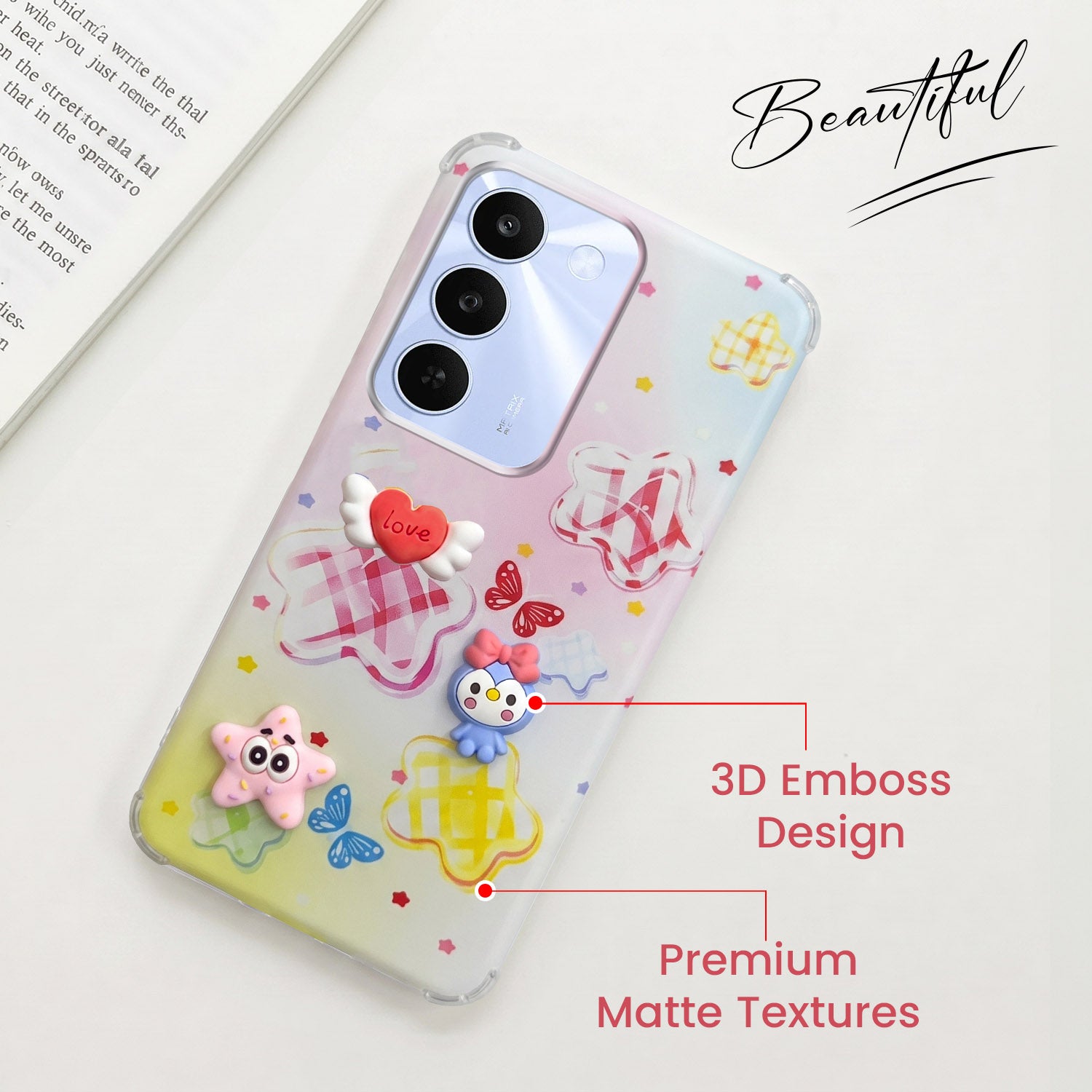For Realme C83 5G Back Cover Case (3D Cute Cartoons | Hard Back Side Soft | Matte Premium Finish | HD Printing)
