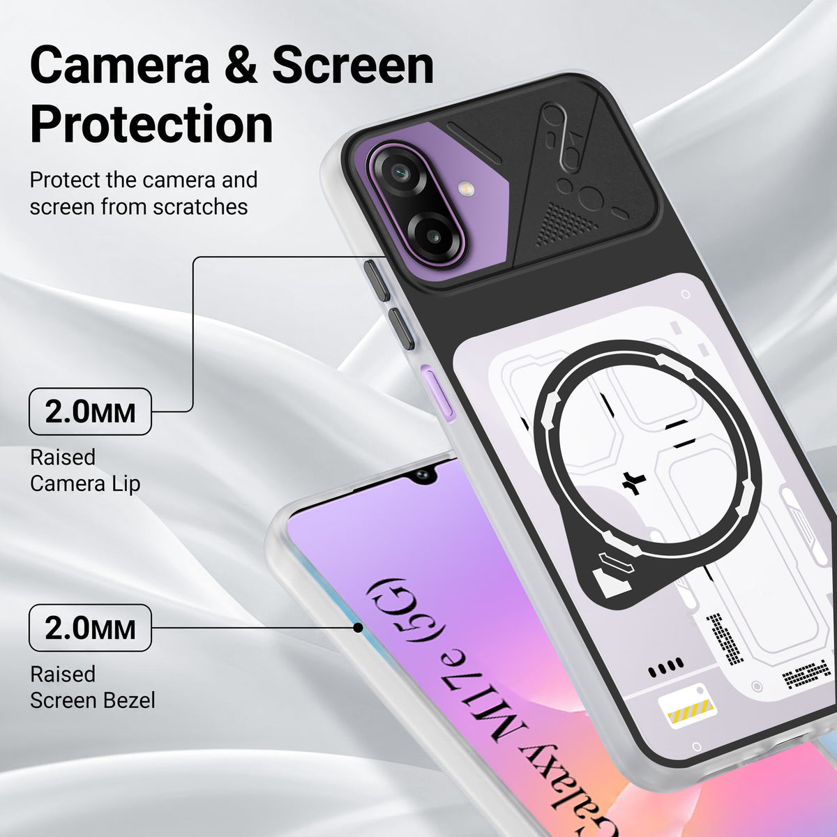 For Samsung Galaxy M17e Metallic Back Cover Case (Metallic Camera Protection & Buttons | Translucent Milky Shade | Hard Polycarbonate)