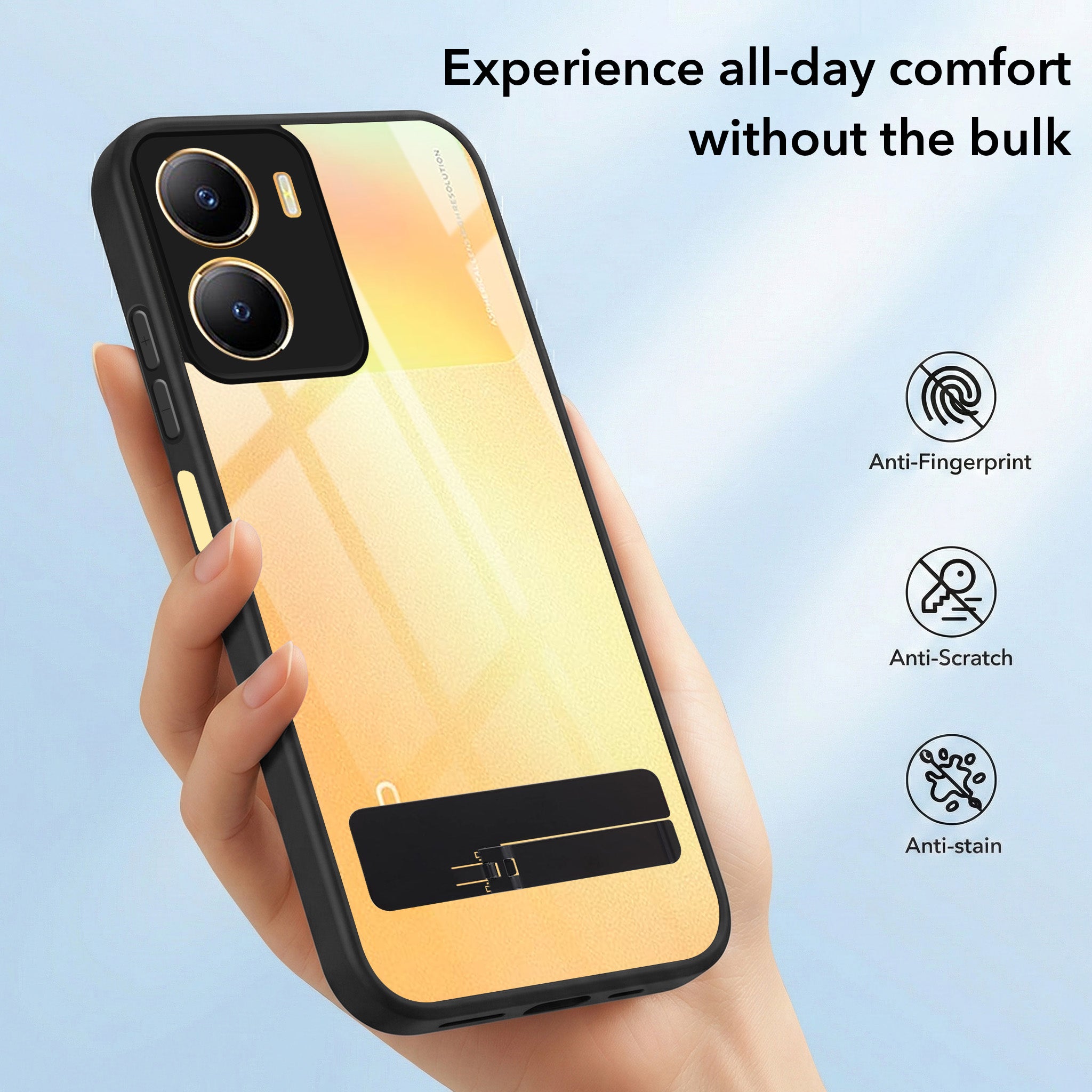 For Vivo Y56 5G Back Cover Case (Built-in Stand | Lifetime Anti Yellow | Kickstand Shockproof | Camera Protection | MagSafe Compatible)