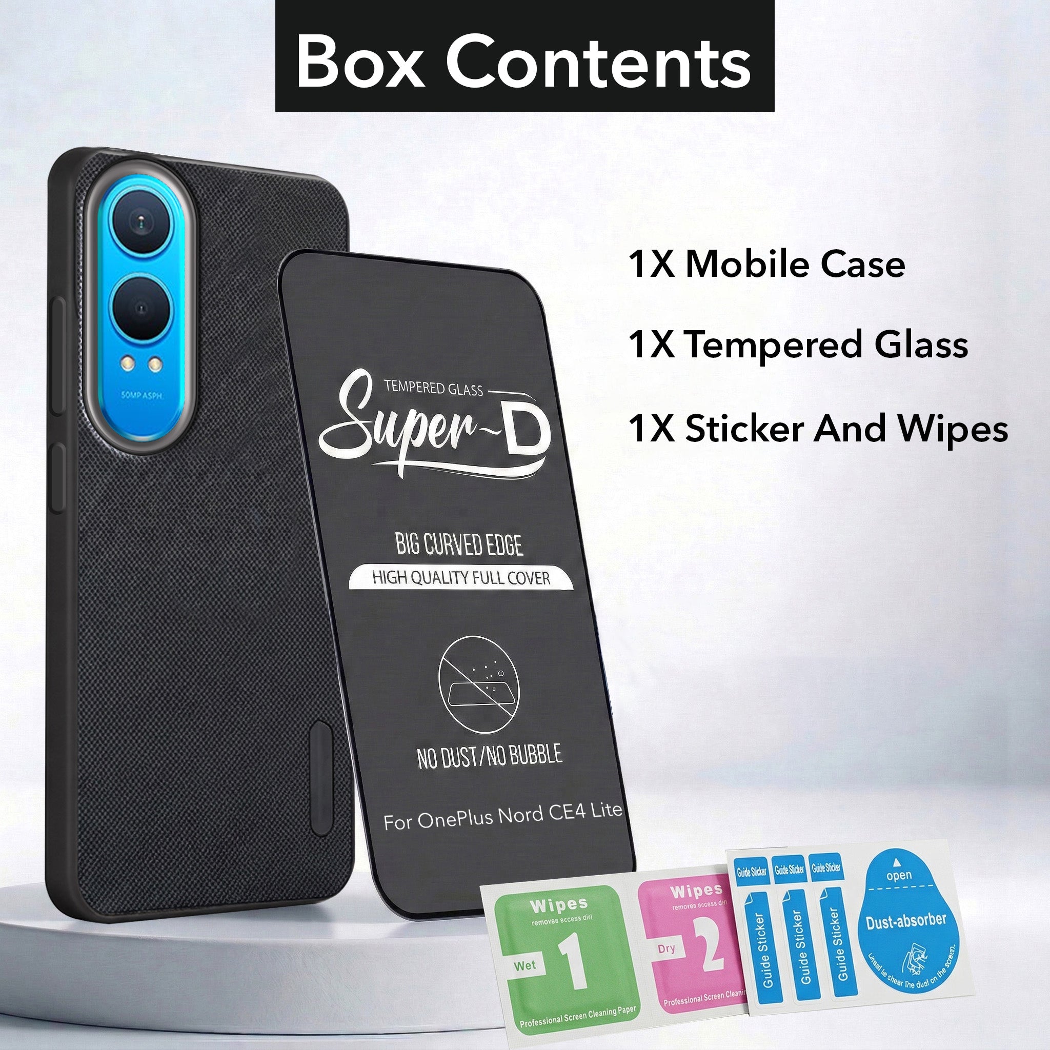 For OnePlus Nord CE 4 Lite Combo (Textured Grip Design | Micro-Fiber Cloth Inside | Oleophobic Coating Screen Glass)