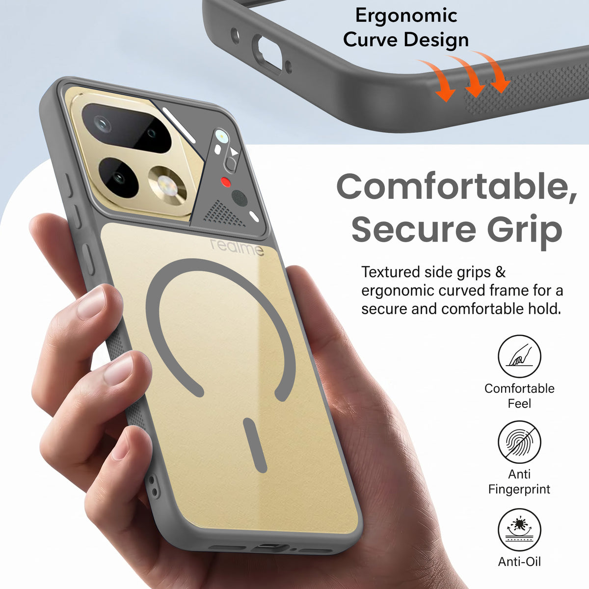 For Realme 16 Pro Back Cover Case Lifetime Anti-Yellow Clear (Camera Protection | Side Grip | Wireless MagSafe Compatible)
