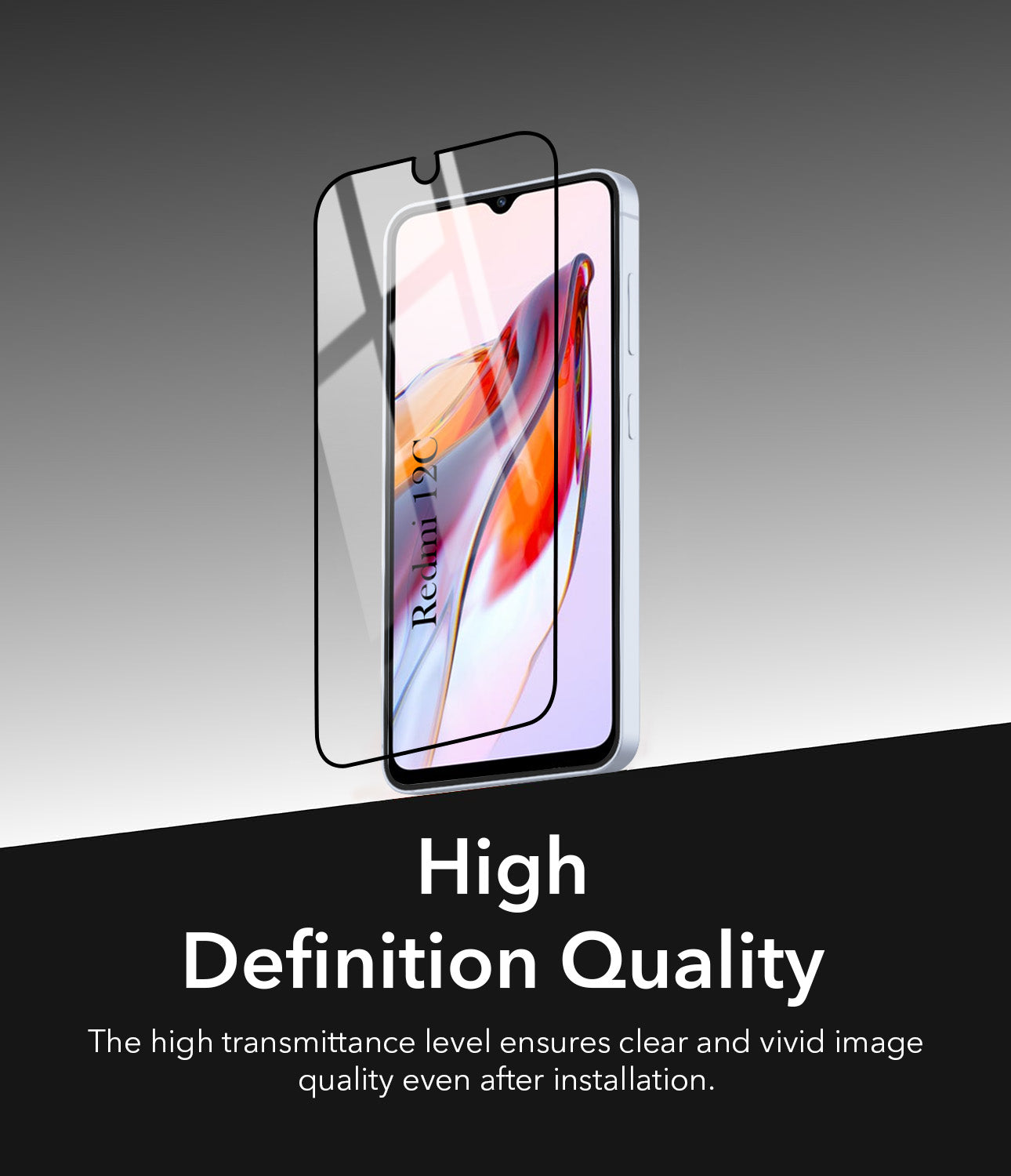 Tempered Glass For Xiaomi Redmi 12C Military-Grade Gorilla Screen Protector With Installation Kit | Shatterproof, Full Coverage, HD Clear, Scratch Resistant (Pack of 1)