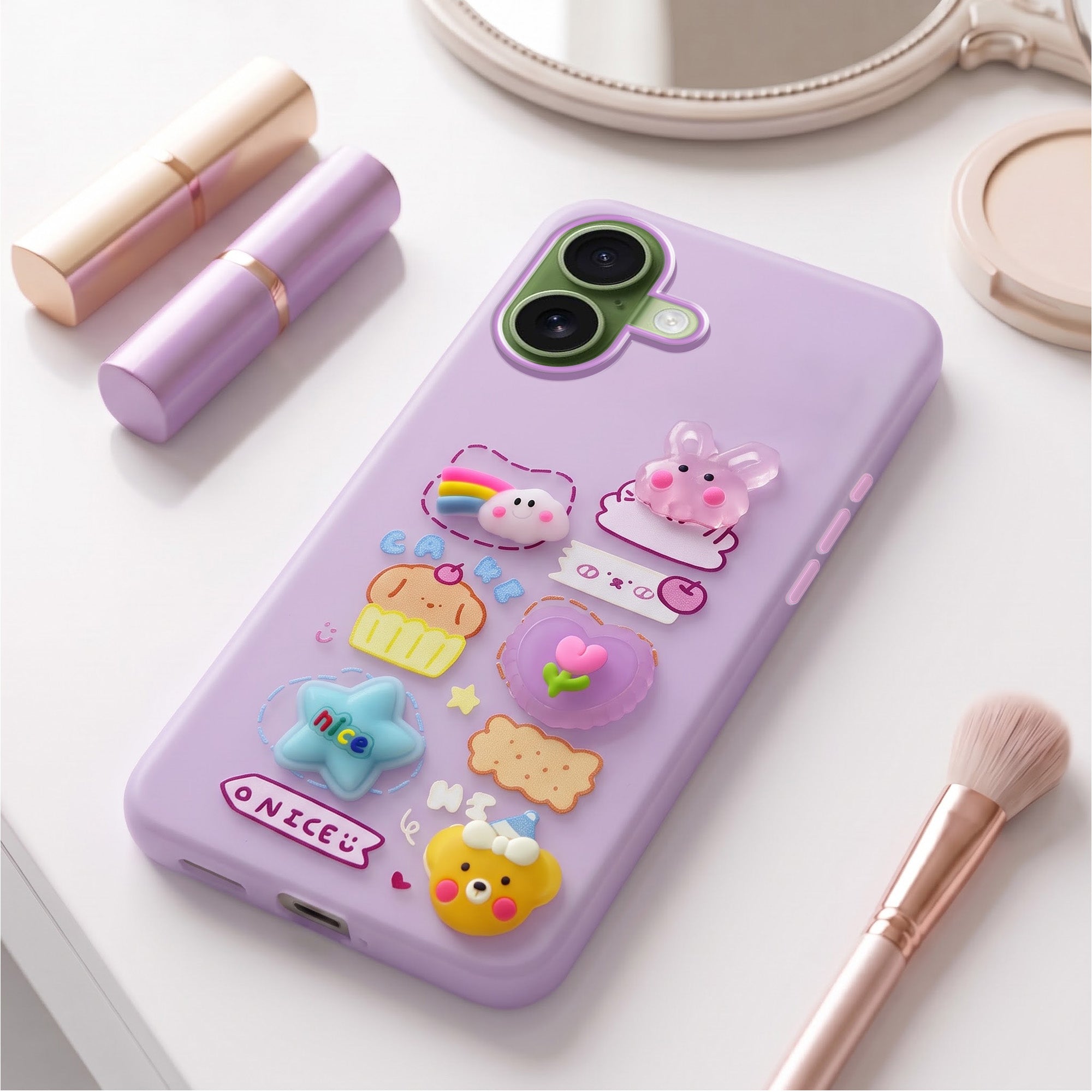 For Apple iPhone 17 Back Cover Case (3D Cute Cartoons | Hard Back Side Soft | Matte Premium Finish | HD Printing)