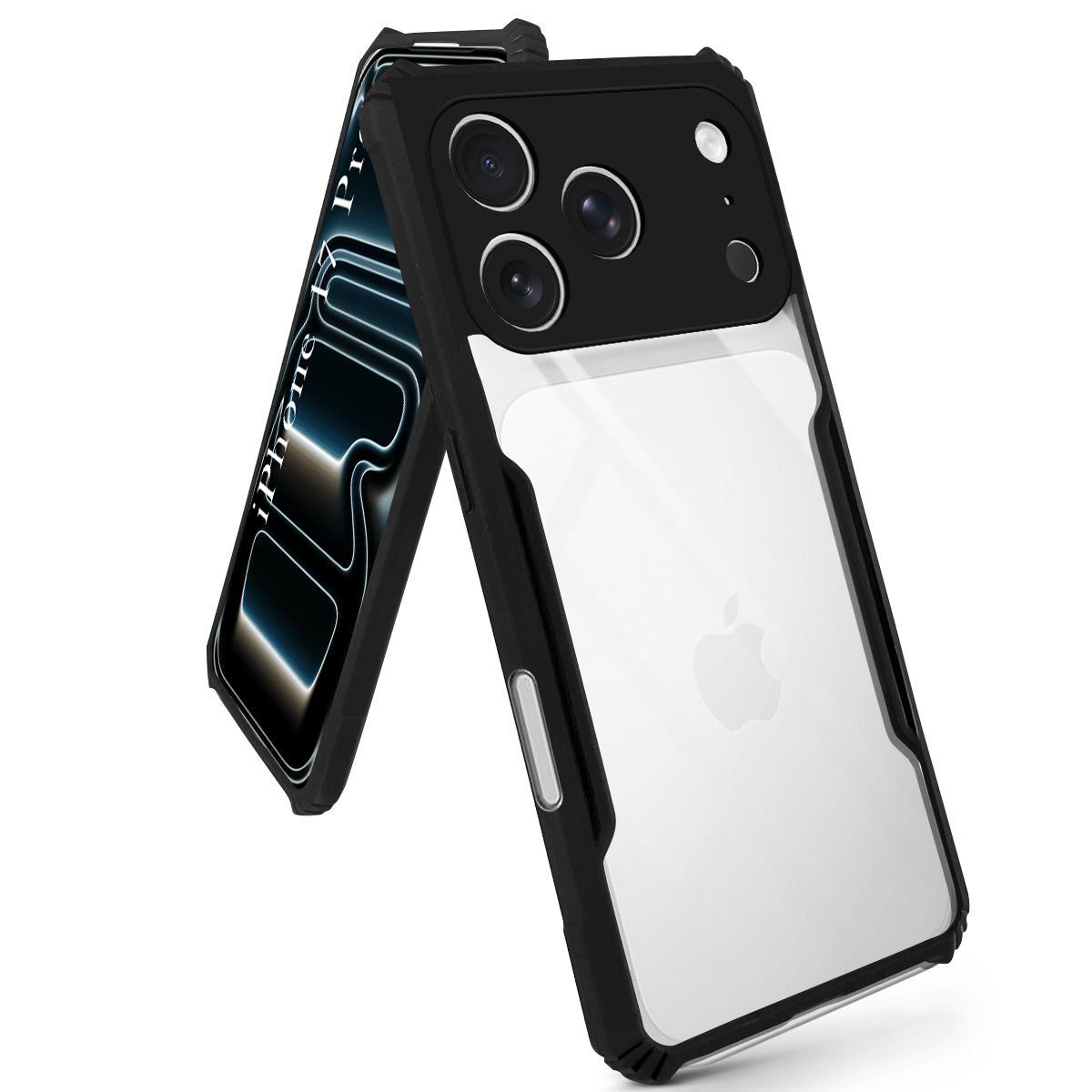 For Apple iPhone 17 Pro Back Cover Case (Shockproof with Polycarbonate Clear Panel | Professional Black)