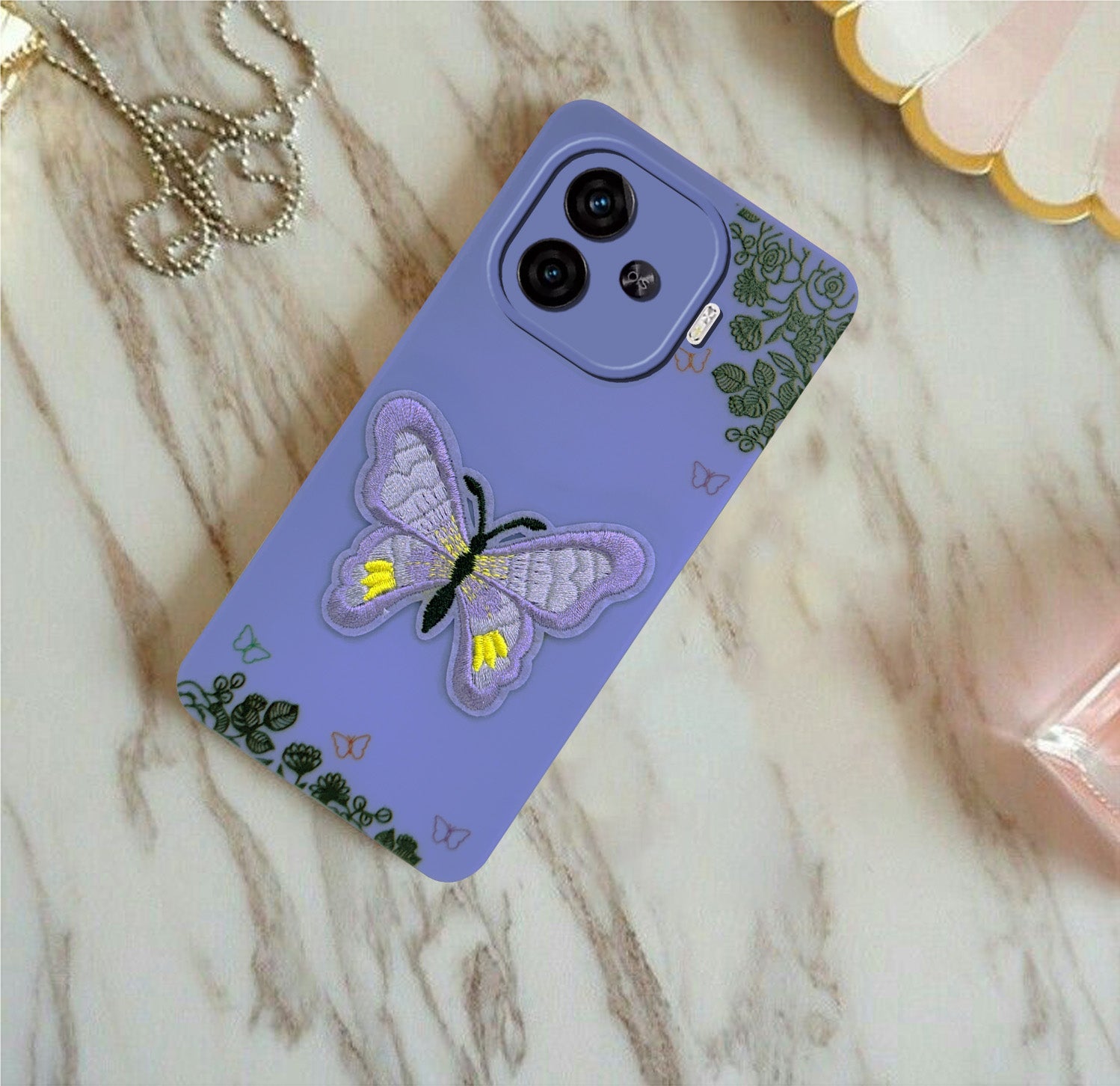 For Vivo iQOO Neo 10R Back Cover Case (Soft Butterfly Embroidery | Women Teen Girls | Camera Protection| Matte Silicone)