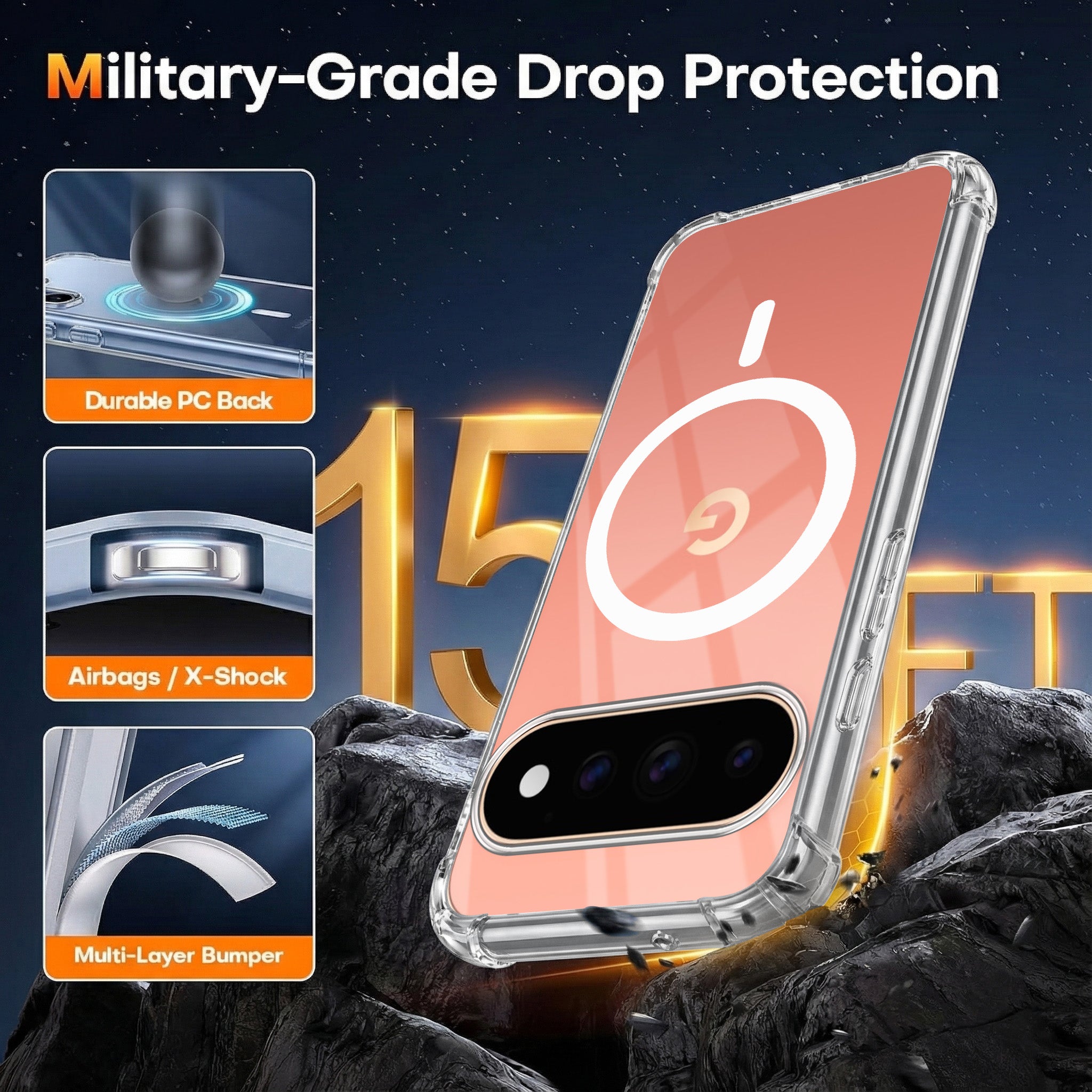 For Google Pixel 11 Pro XL Back Cover Shockproof Crystal-Clear (Magsafe Wireless Support | Drop & Camera Protection | Hard Polycarbonate)