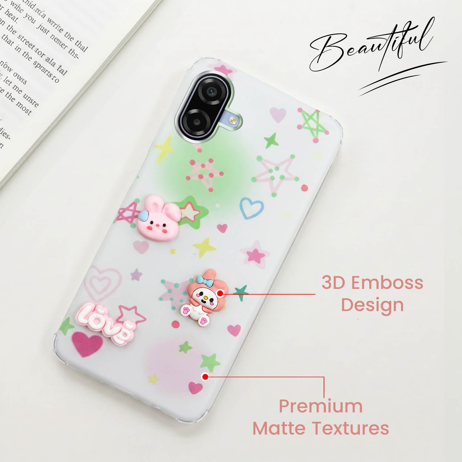 For Samsung Galaxy A07 5G | F70e 5G Back Cover Case (3D Cute Cartoons | Hard Back Side Soft | Matte Premium Finish | HD Printing)