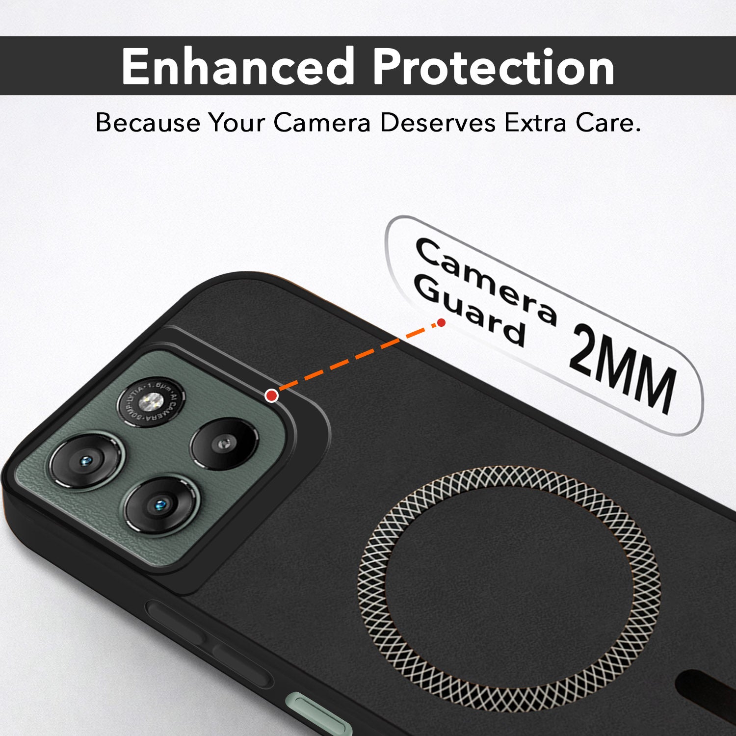 For Motorola Moto G67 Power | G57 Power Back Cover Case Leather Finish (MagSafe Compatible Wireless Charging | Soft Touch | Camera Bump Protection)