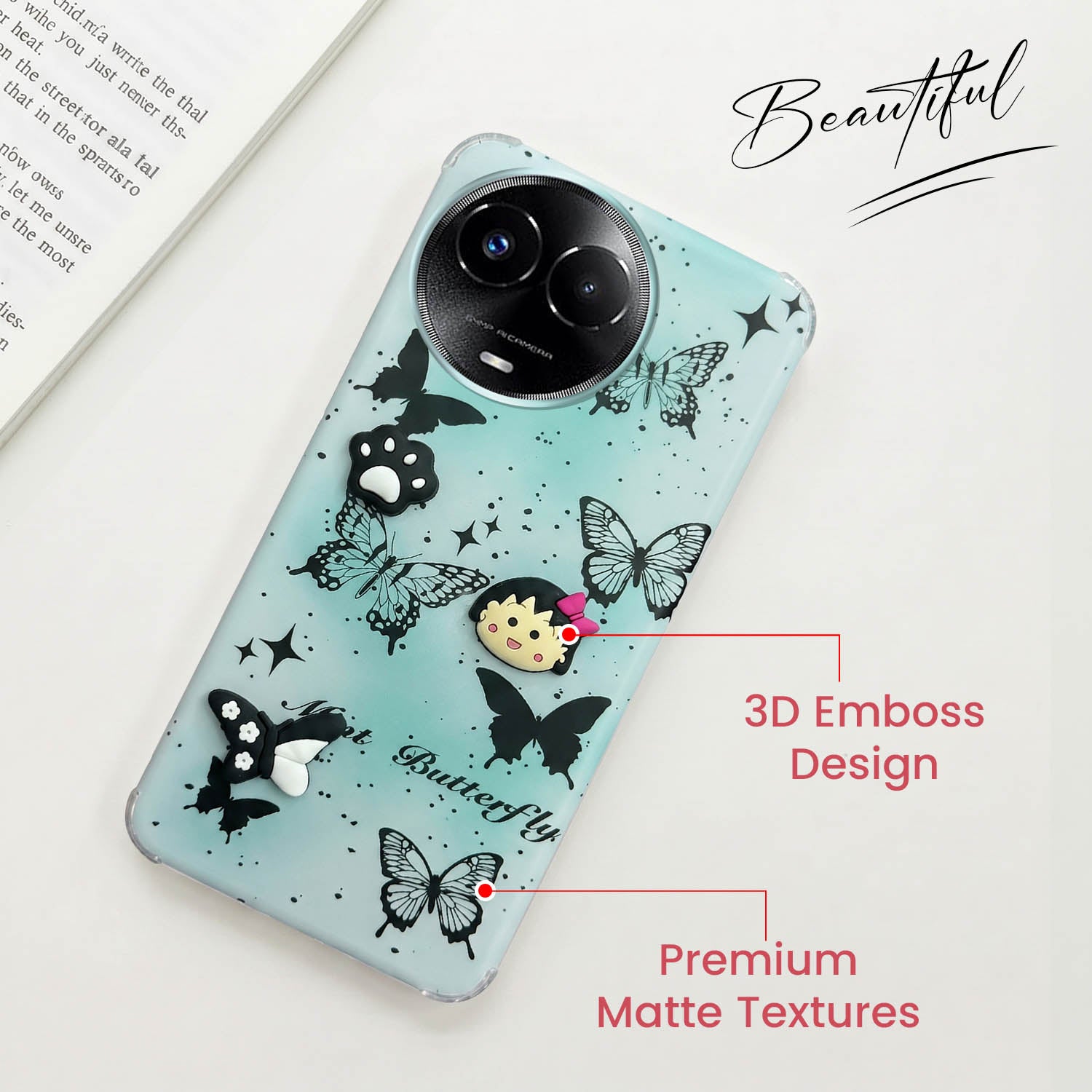 For Realme 11 5G | Realme 11x 5G Back Cover Case (3D Cute Cartoons | Hard Back Side Soft | Matte Premium Finish | HD Printing)
