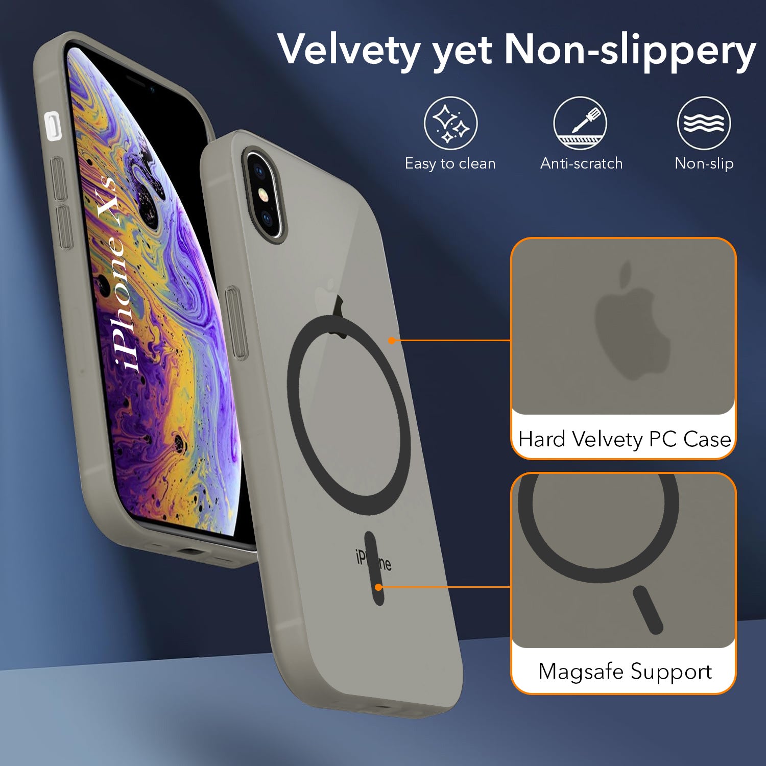 For Apple iPhone Xs Back Cover Case (Frosted Matte Feel | MagSafe Compatible Wireless Charging | Polycarbonate Material)