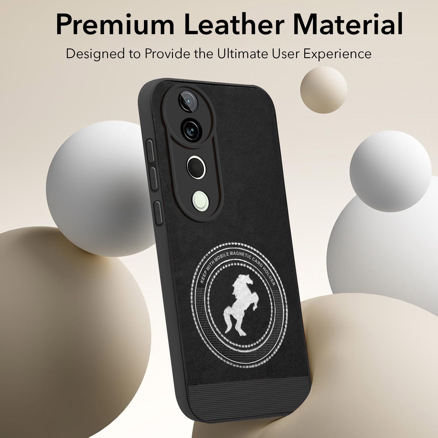For Vivo T3 Ultra Back Cover Case PU Leather Finish Back Cover Case (Professional Minimalist Texture | MagSafe Compatile | Camera Protection | Sleek Sober Formal)