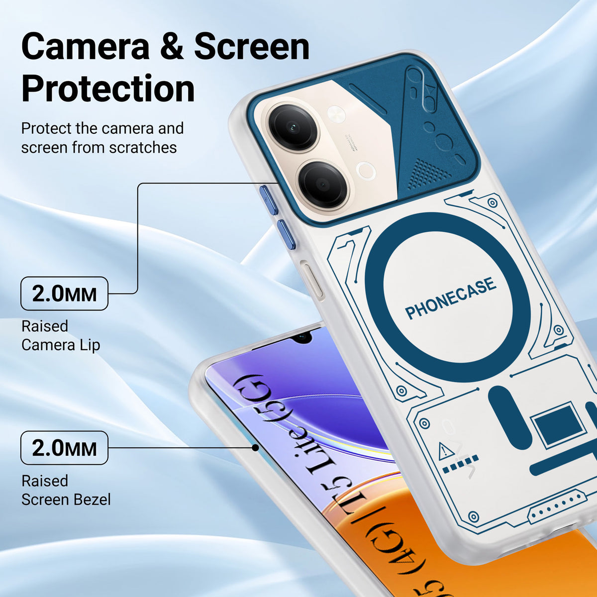 For Vivo Y05 4G | Vivo T5 Lite 5G Metallic Back Cover Case (Metallic Camera Protection & Buttons | Translucent Milky Shade | Hard Polycarbonate)