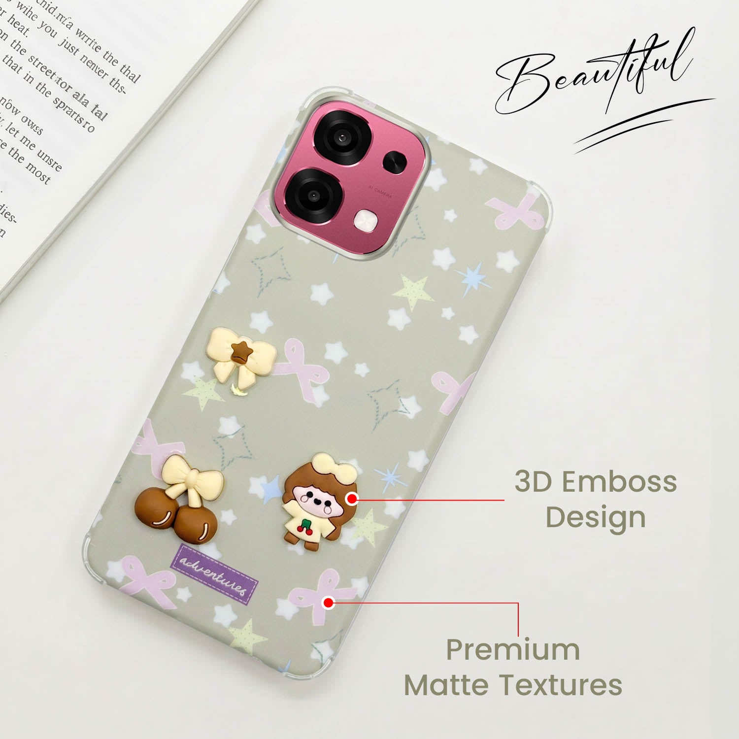For Oppo F31 5G | Oppo F33 5G Back Cover Case (3D Cute Cartoons | Hard Back Side Soft | Matte Premium Finish | HD Printing)