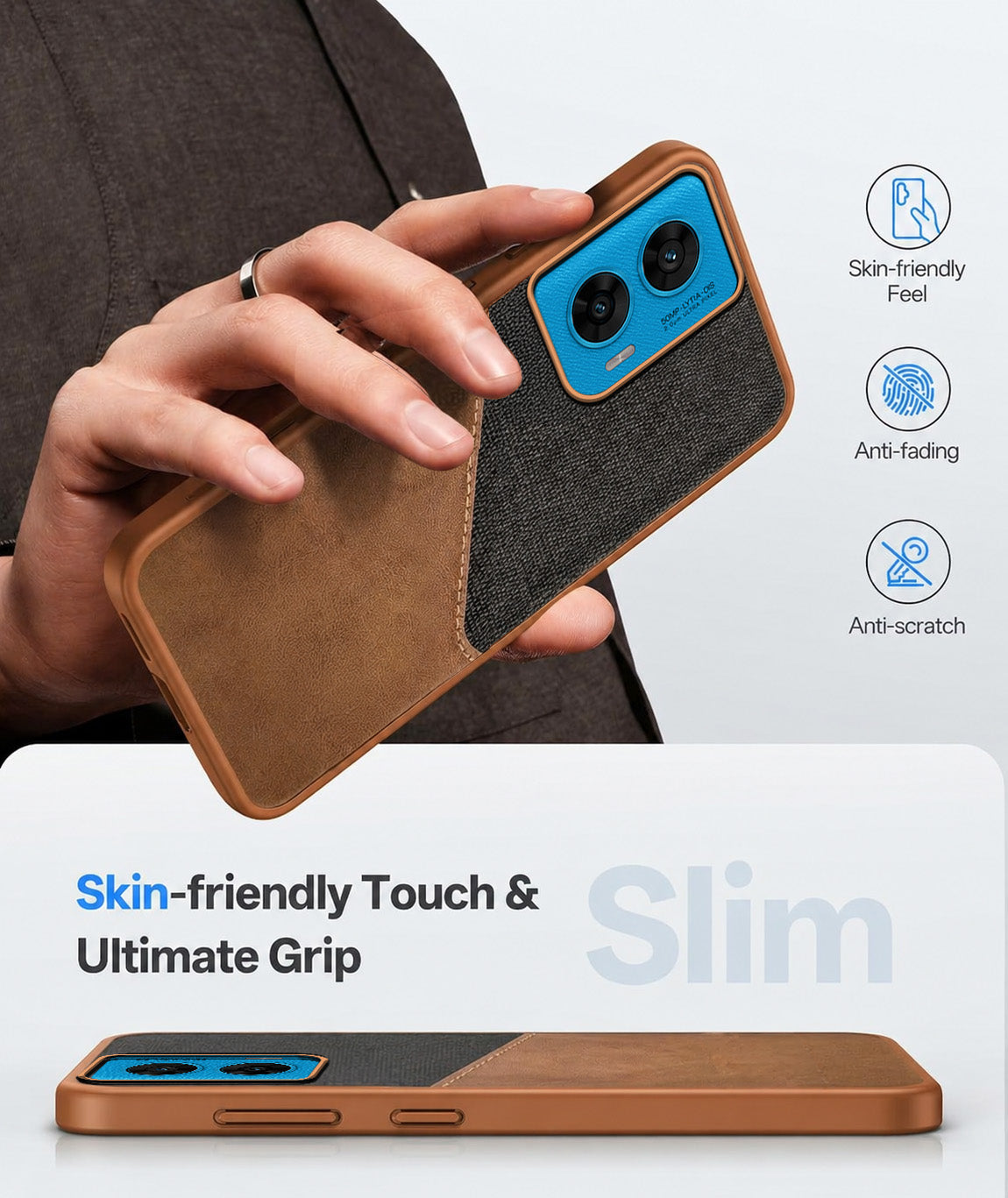 For Motorola Moto G96 Back Cover Case (Dual PU Leather Stitch | Professional Minimalist | Soft and Flexible)