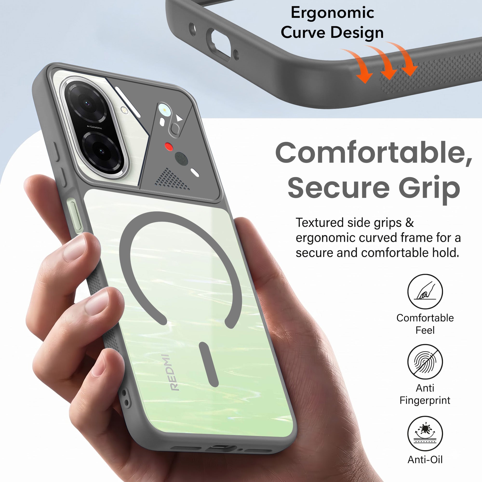 For Redmi A5 4G Back Cover Case Lifetime Anti-Yellow Clear (Camera Protection | Side Grip | Wireless MagSafe Compatible)