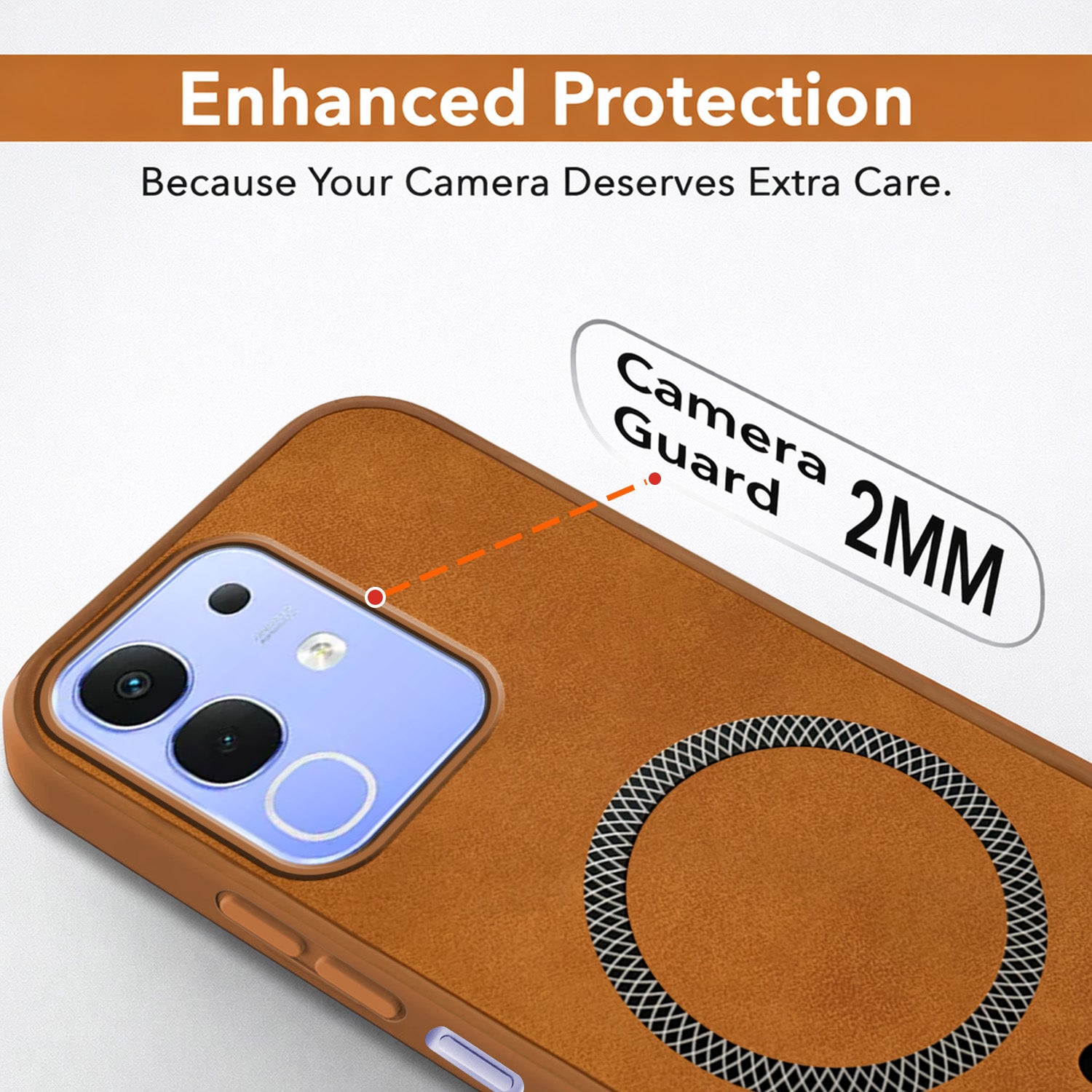 For Vivo iQOO Z10x Back Cover Case Leather Finish (MagSafe Compatible Wireless Charging | Soft Touch | Camera Bump Protection)