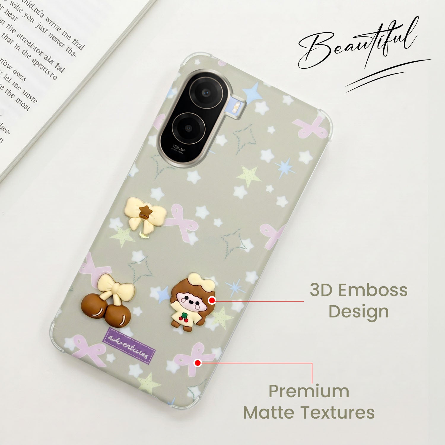 For Poco C85x 5G Back Cover Case (3D Cute Cartoons | Hard Back Side Soft | Matte Premium Finish | HD Printing)