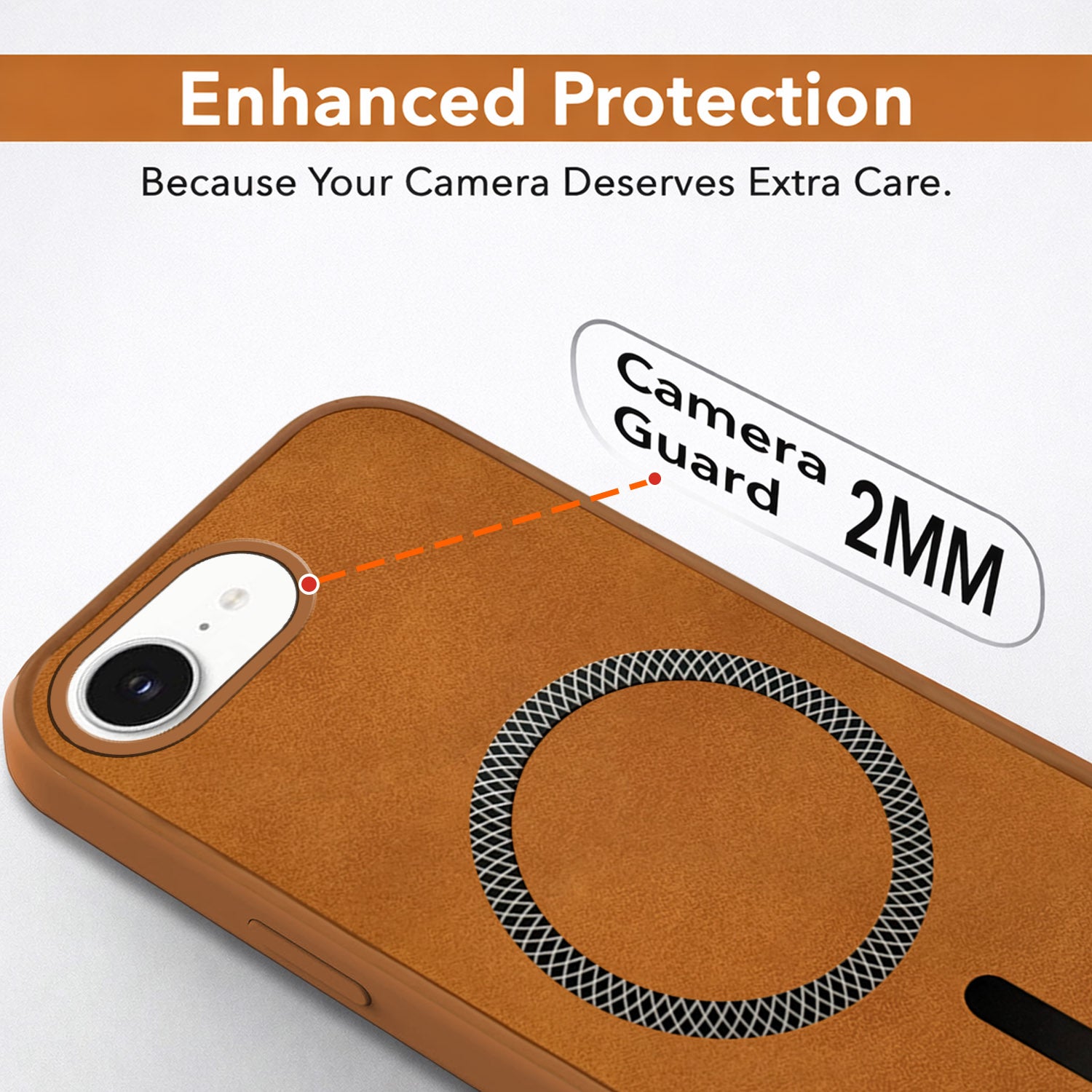 For Apple iPhone 16e | Apple iPhone 17e Back Cover Case Leather Finish (MagSafe Compatible Wireless Charging | Soft Touch | Camera Bump Protection)