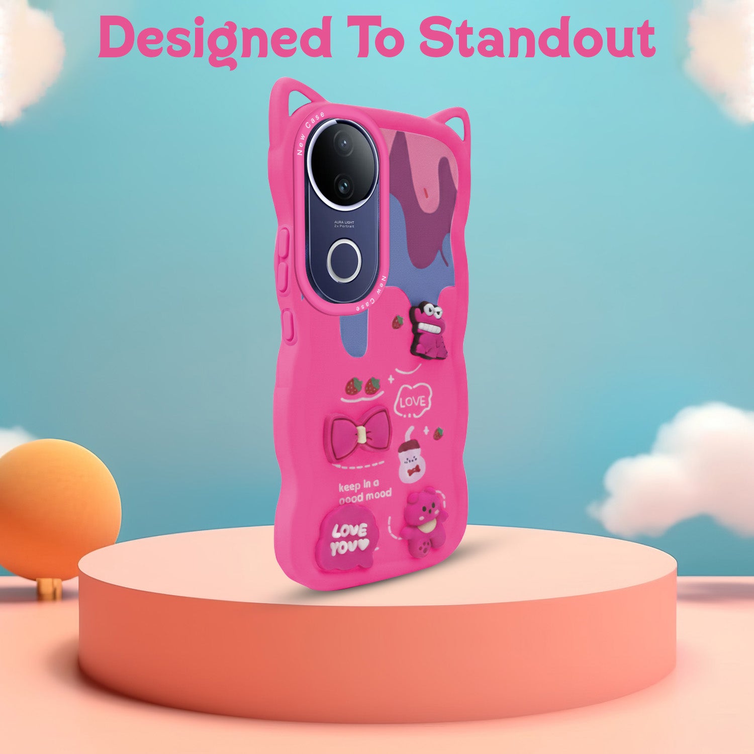 For Vivo T4R Back Case Cover Strap (3D embossed Figures | Strap Holder | 360* Soft Cushion with Camera Bump)