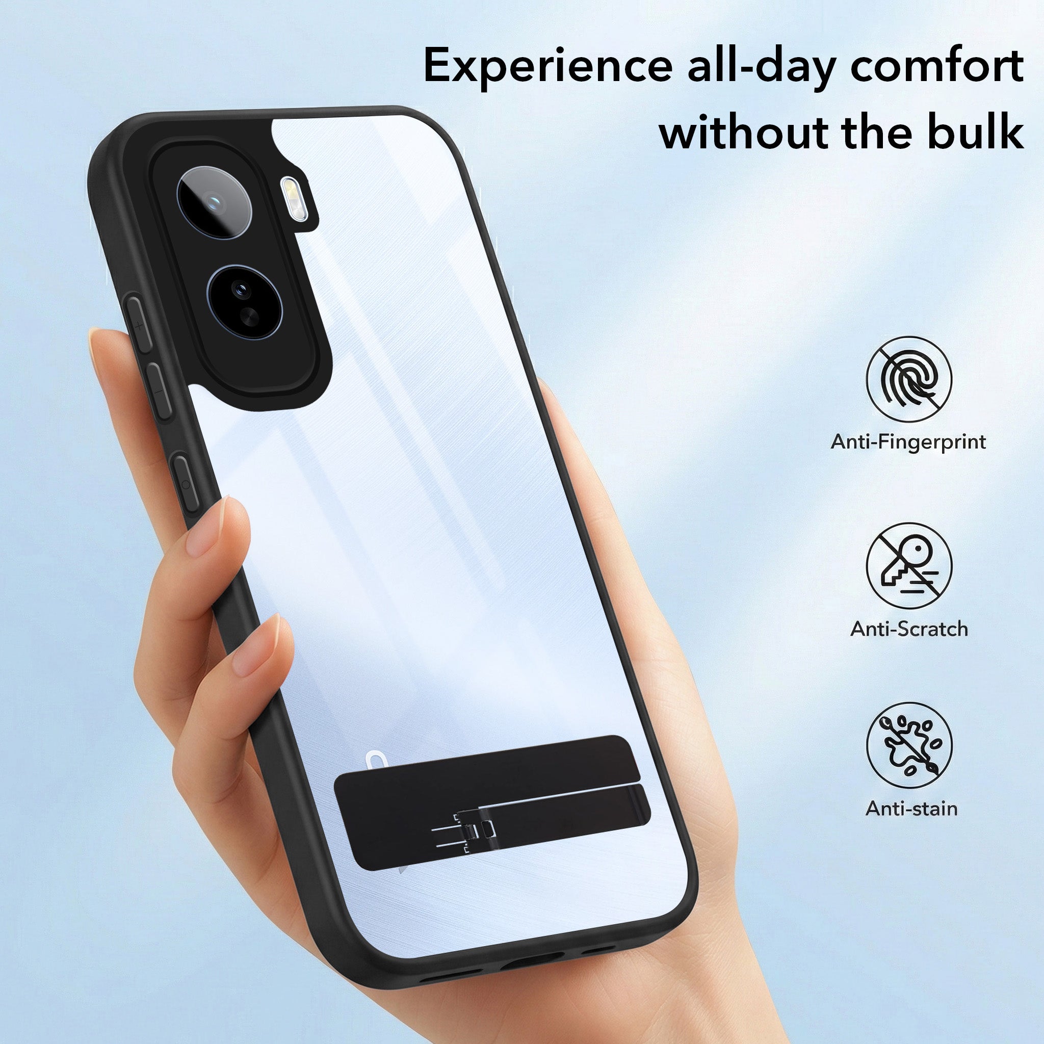 For Vivo T5 Pro 5G Back Cover Case (Built-in Stand | Lifetime Anti Yellow | Kickstand Shockproof | Camera Protection | MagSafe Compatible)