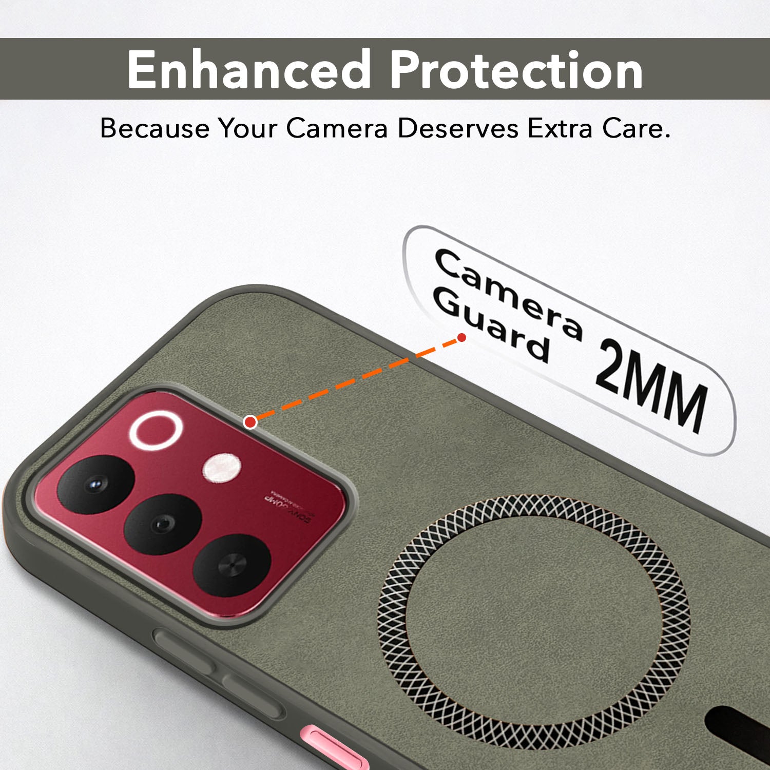 For Realme 15X Back Cover Case Leather Finish (MagSafe Compatible Wireless Charging | Soft Touch | Camera Bump Protection)