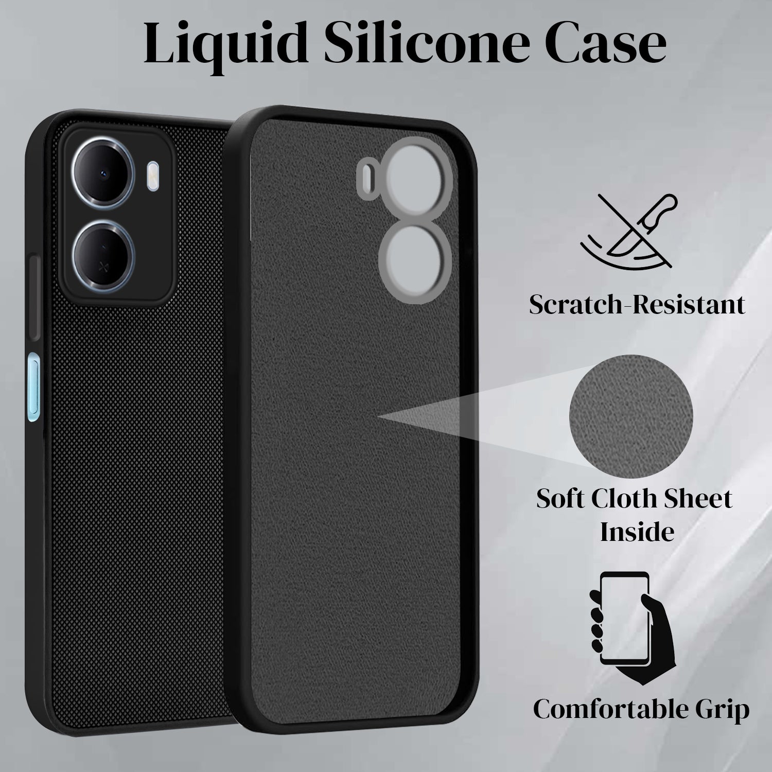 For Redmi 15A 5G Back Cover Case Rubberised (Textured Grip Design | Micro-Fiber Cloth Inside | Slim and Light Weight | Soft Touch and Feel)