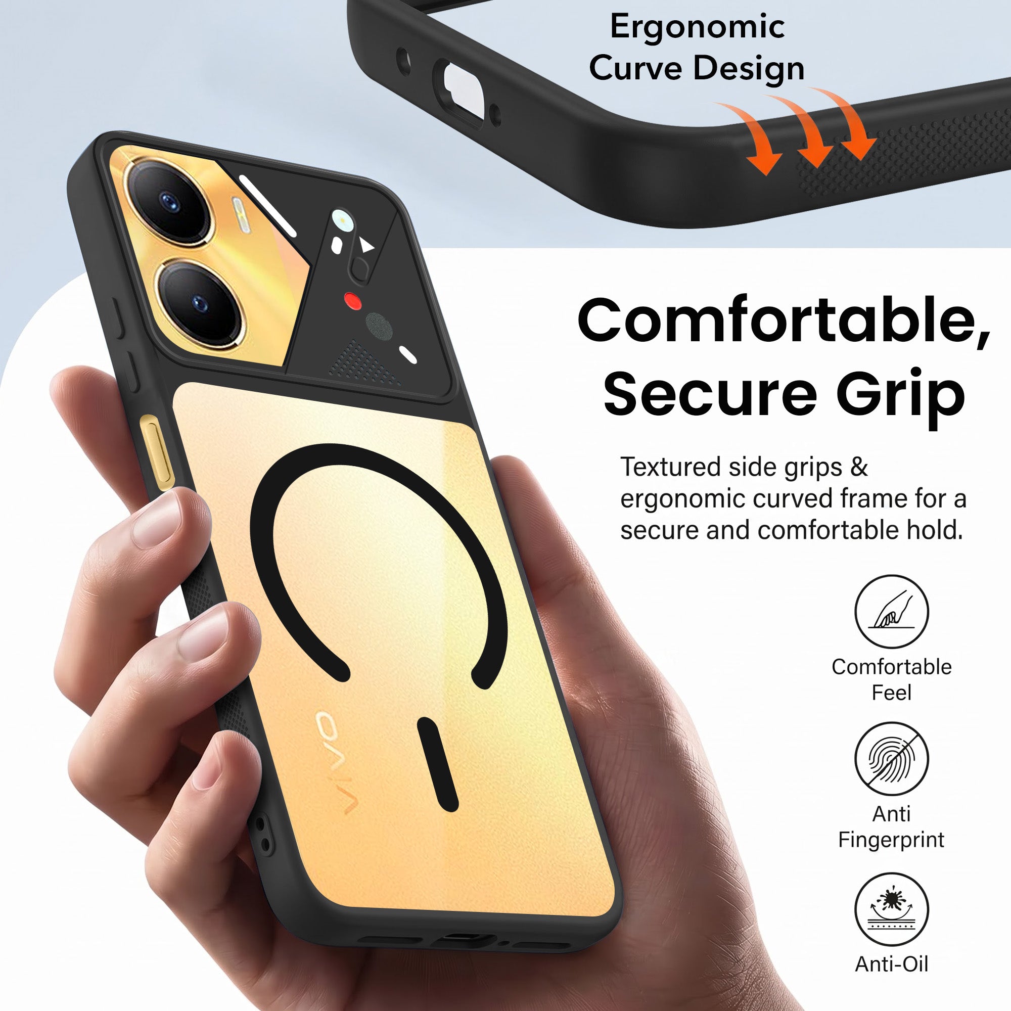 For Vivo Y56 5G Back Cover Case Lifetime Anti-Yellow Clear (Camera Protection | Side Grip | Wireless MagSafe Compatible)