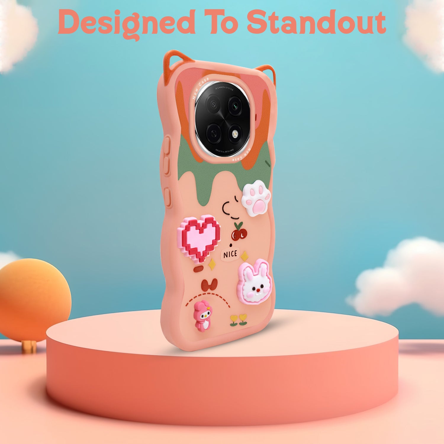 For Oppo F29 Pro Back Case Cover Strap (3D embossed Figures | Strap Holder | 360* Soft Cushion with Camera Bump)