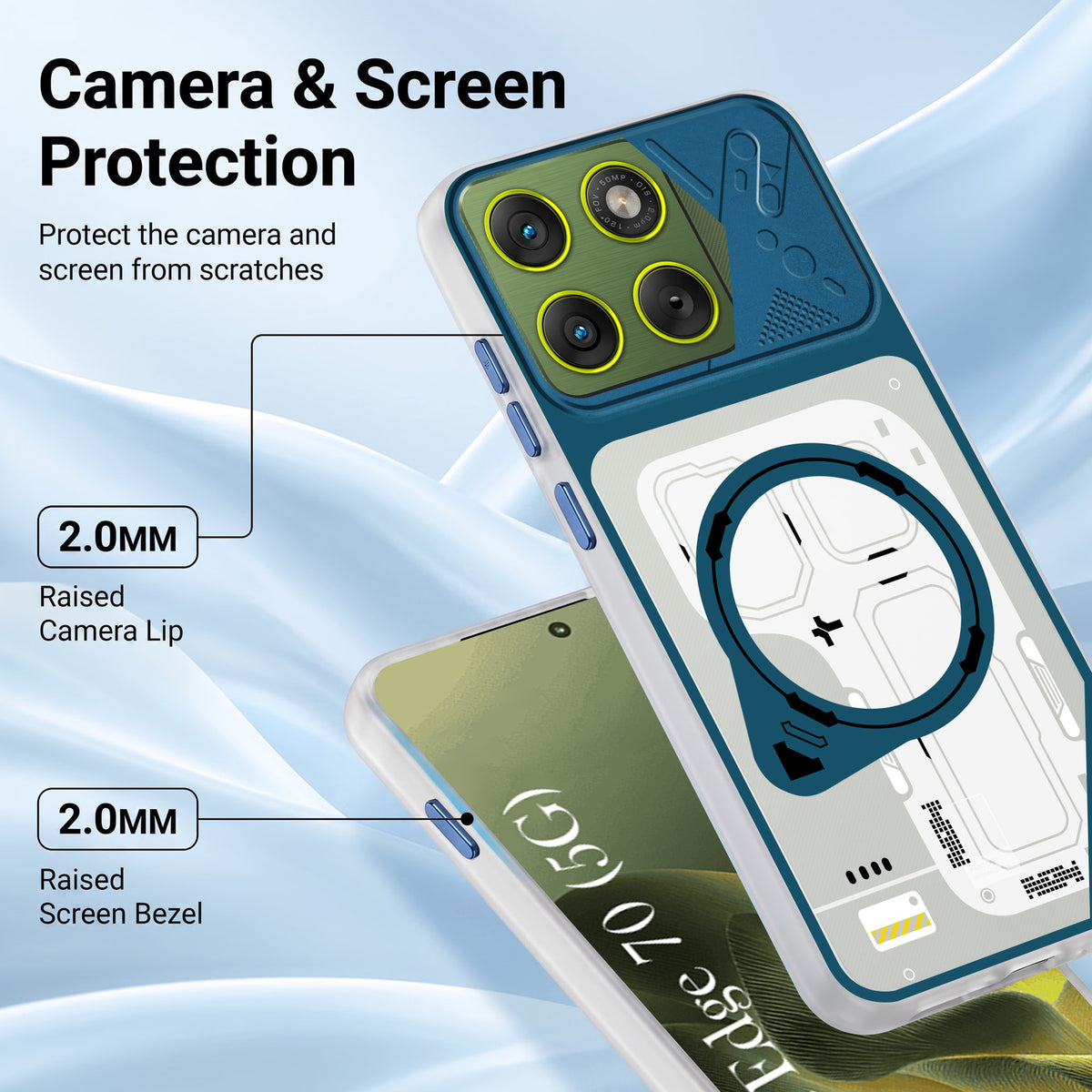 For Motorola Moto Edge 70 Metallic Back Cover Case (Metallic Camera Protection & Buttons | Translucent Milky Shade | Hard Polycarbonate)
