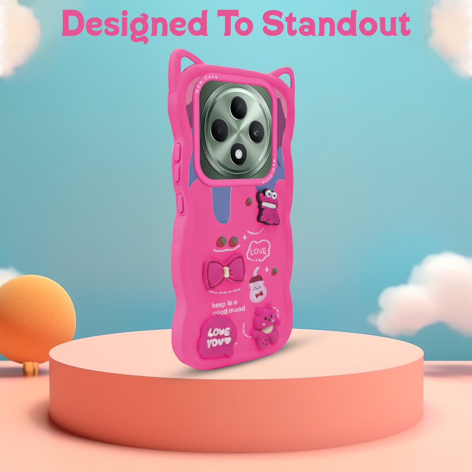 For Oppo F27 5G Back Case Cover Strap (3D embossed Figures | Strap Holder | 360* Soft Cushion with Camera Bump)