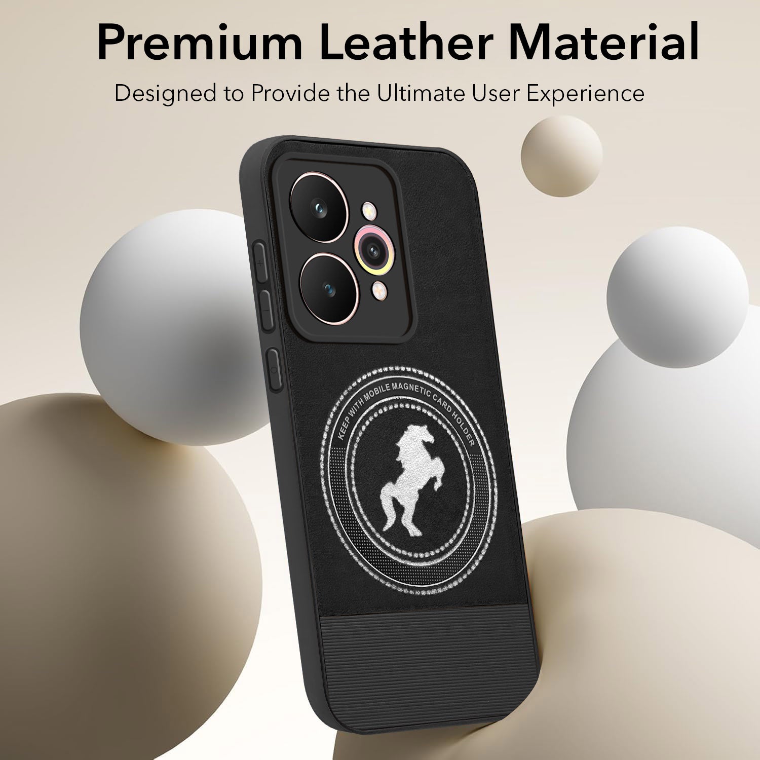 For Realme 15 Pro Back Cover Case PU Leather Finish (Professional Minimalist Texture | MagSafe Compatile | Camera Protection | Sleek Sober Formal)