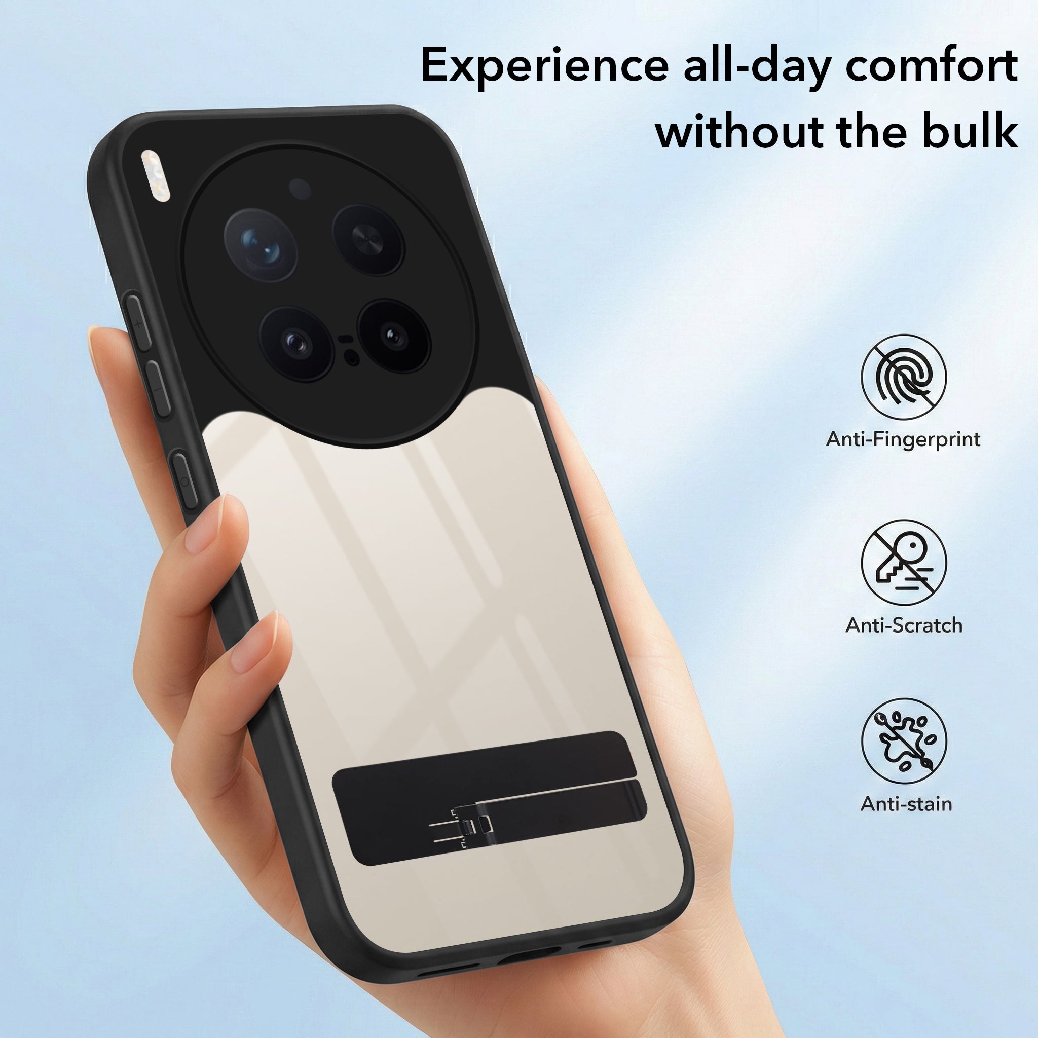 For Vivo X300 Pro Back Cover Case (Built-in Stand | Lifetime Anti Yellow | Kickstand Shockproof | Camera Protection | MagSafe Compatible)