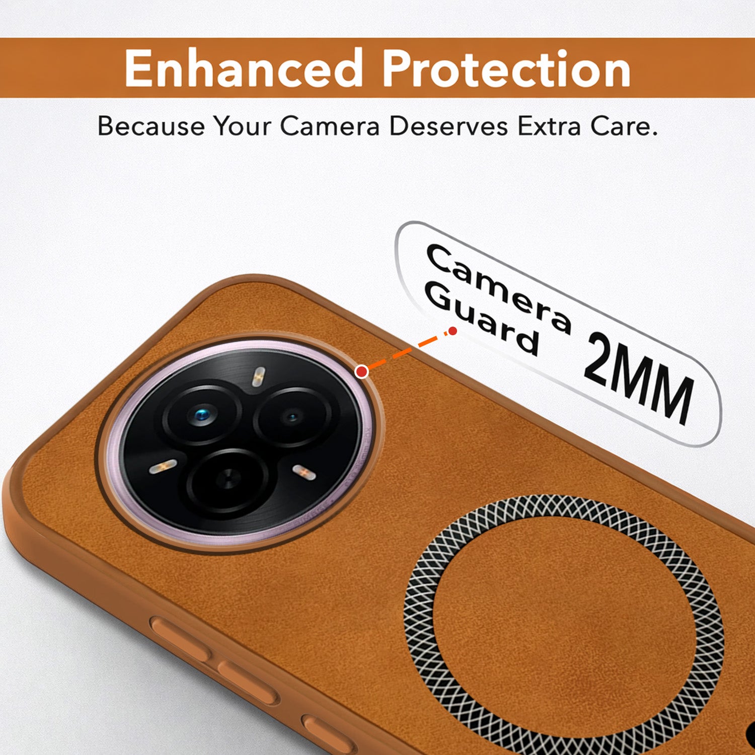 For Realme 14 Pro Back Cover Case Leather Finish (MagSafe Compatible Wireless Charging | Soft Touch | Camera Bump Protection)