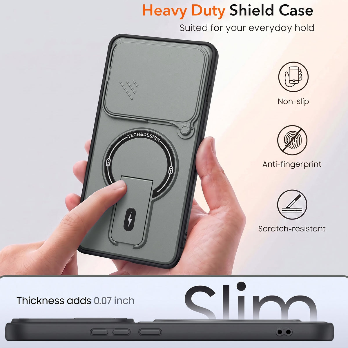 For Nothing Phone 4A Pro 5G Back Case Cover Metallic (Hybrid Armor Kickstand | Sliding Shutter Camera Protection | MagSafe Compatible)
