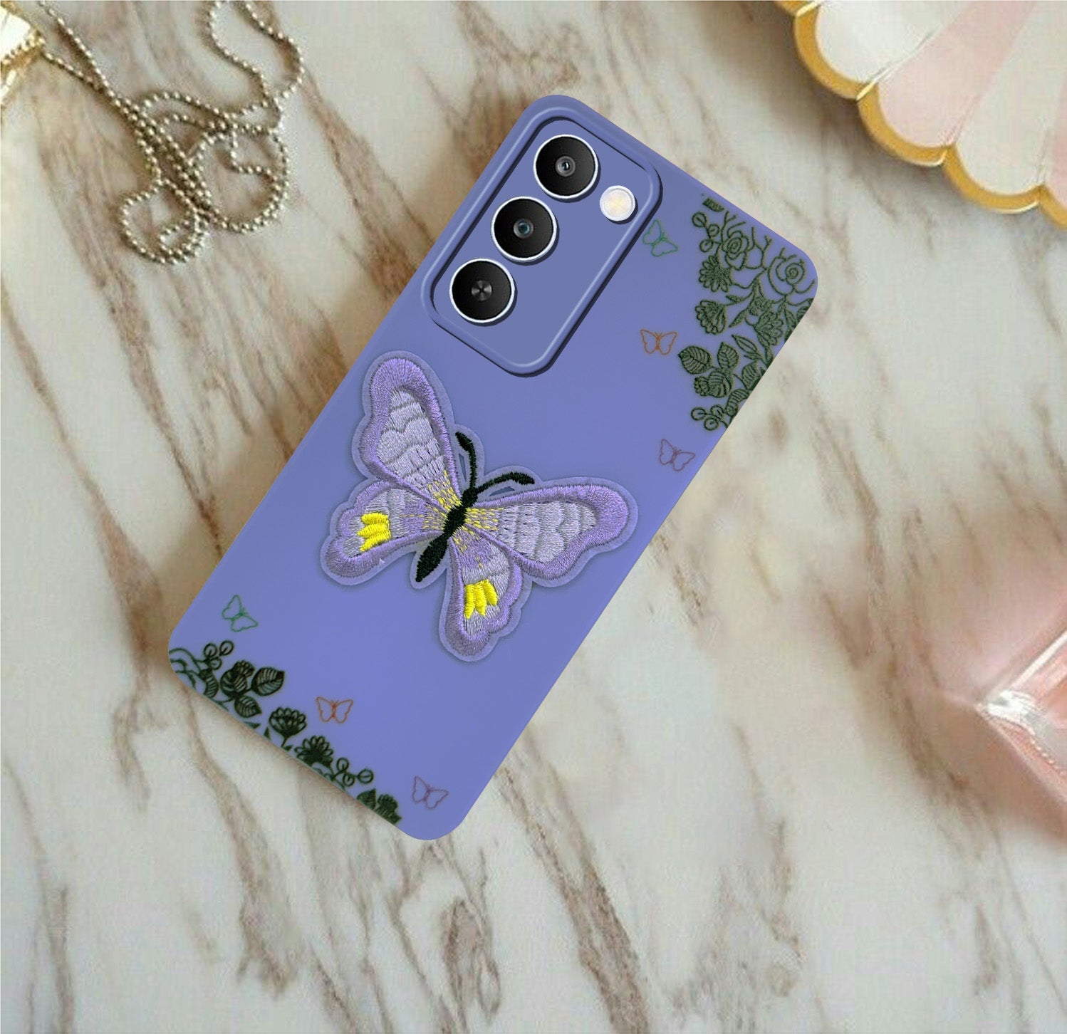 For Realme C83 5G Back Cover Case (Soft Butterfly Embroidery | Women Teen Girls | Camera Protection| Matte Silicone)