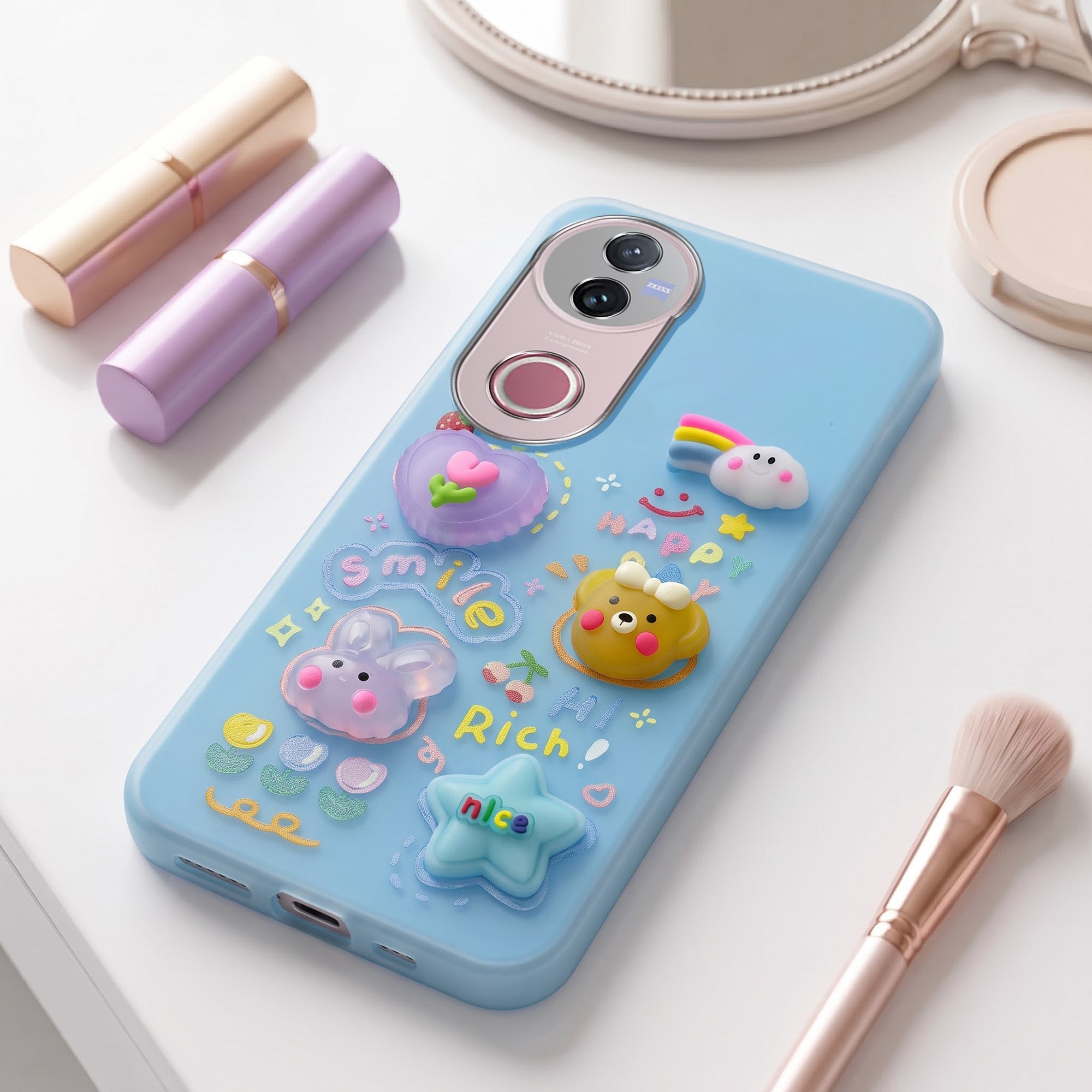For Vivo V50 | Vivo V50e Back Cover Case (Cute 3D cartoon charms design | Slim Aesthetic Case for Girls | Camera Protection | Hard Unbreakable)