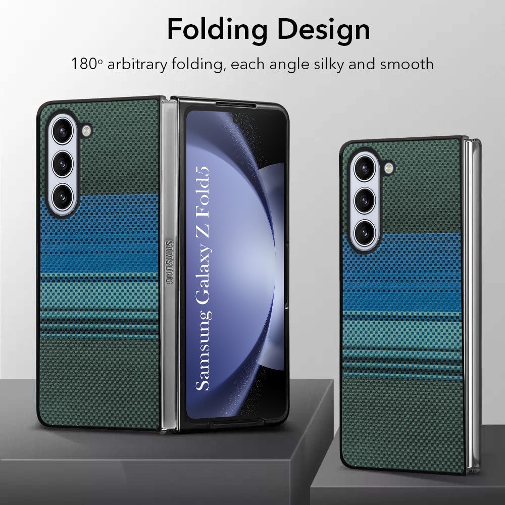 For Samsung Galaxy Z Fold 5 5G Back Flip Case Cover (Craft Printed Design | Hybrid Texture | Inside Microfiber Cloth)