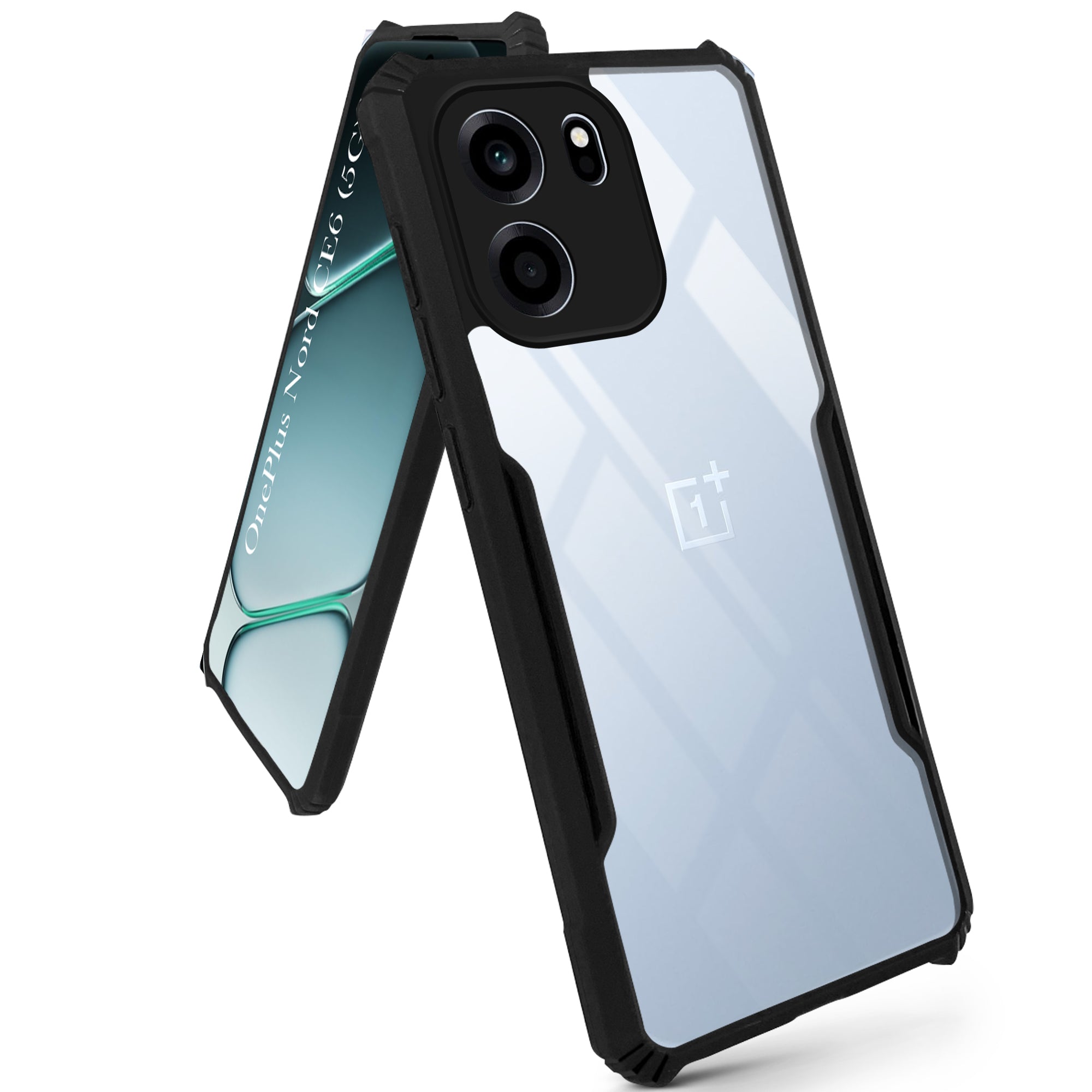 For Oneplus Nord CE 6 Back Cover Case Hybrid (Shockproof with Polycarbonate Clear Panel | Professional Black)