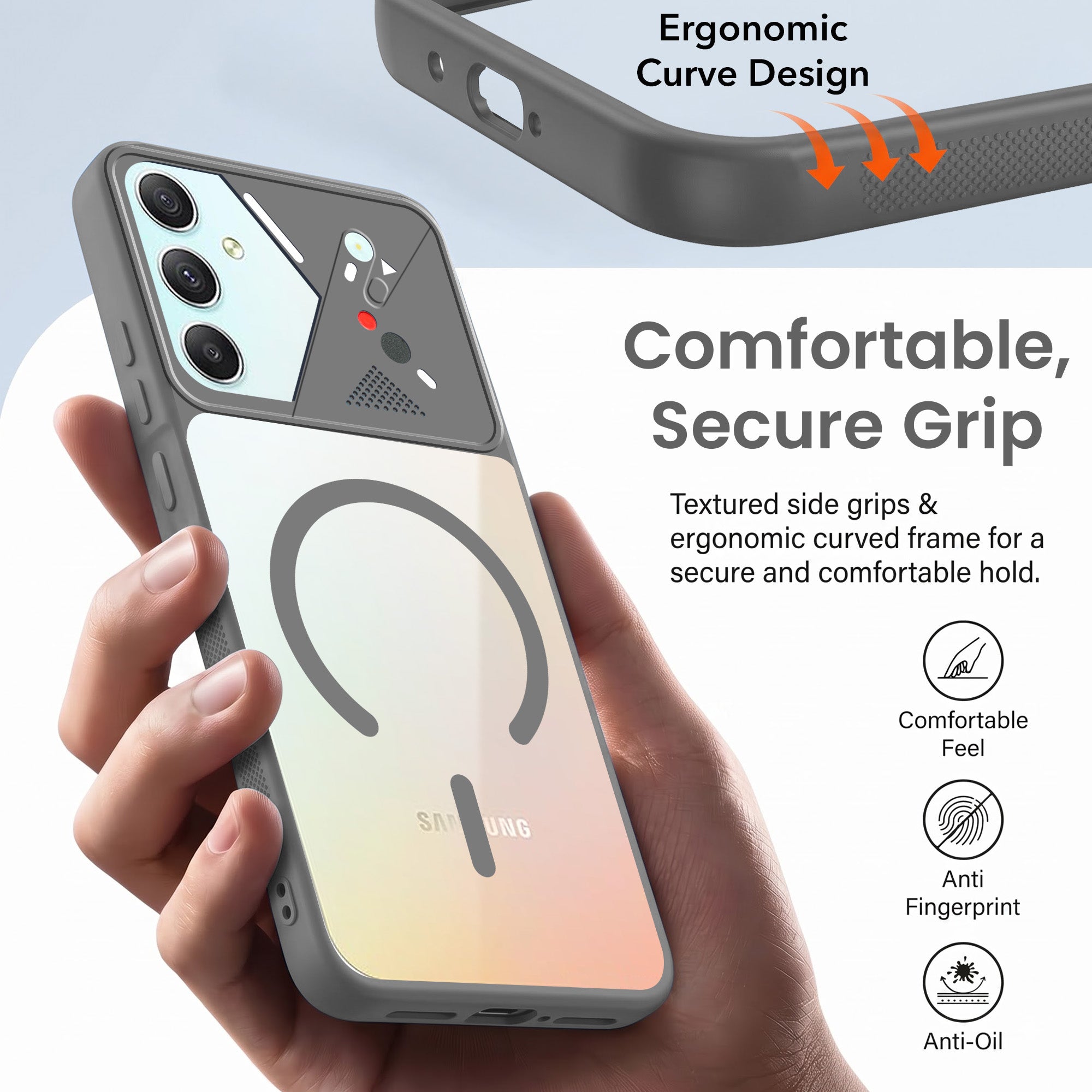 For Samsung Galaxy A34 5G Back Cover Case Lifetime Anti-Yellow Clear (Camera Protection | Side Grip | Wireless MagSafe Compatible)
