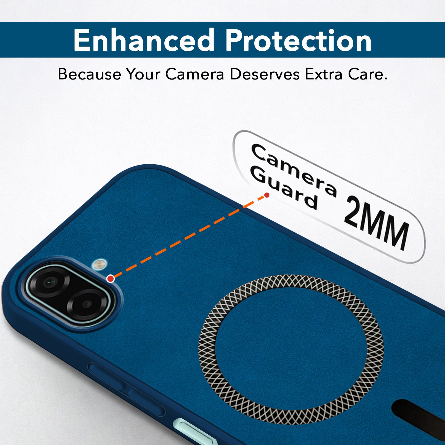 For Samsung Galaxy M17e Back Cover Case Leather Finish (MagSafe Compatible Wireless Charging | Soft Touch | Camera Bump Protection)