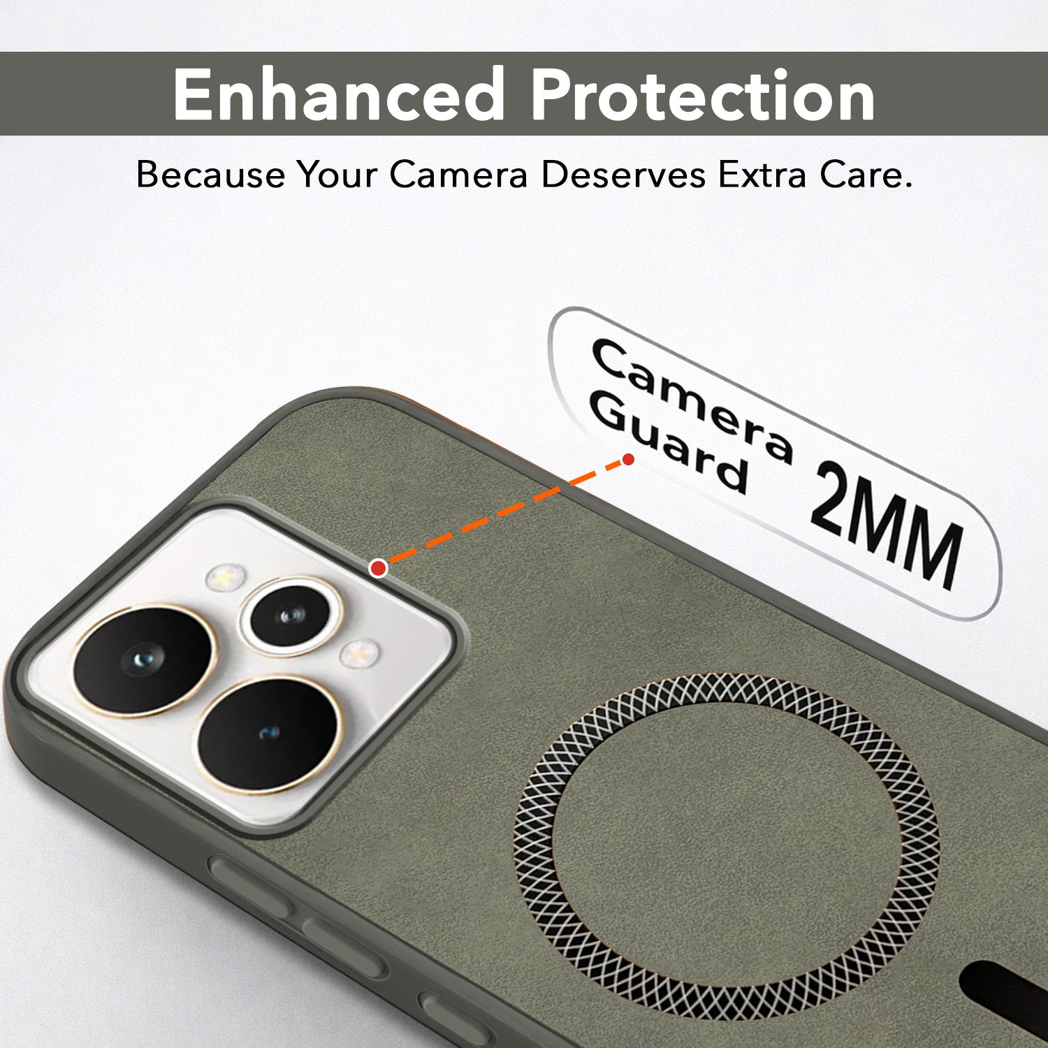 For Realme 15 Back Cover Case Leather Finish (MagSafe Compatible Wireless Charging | Soft Touch | Camera Bump Protection)