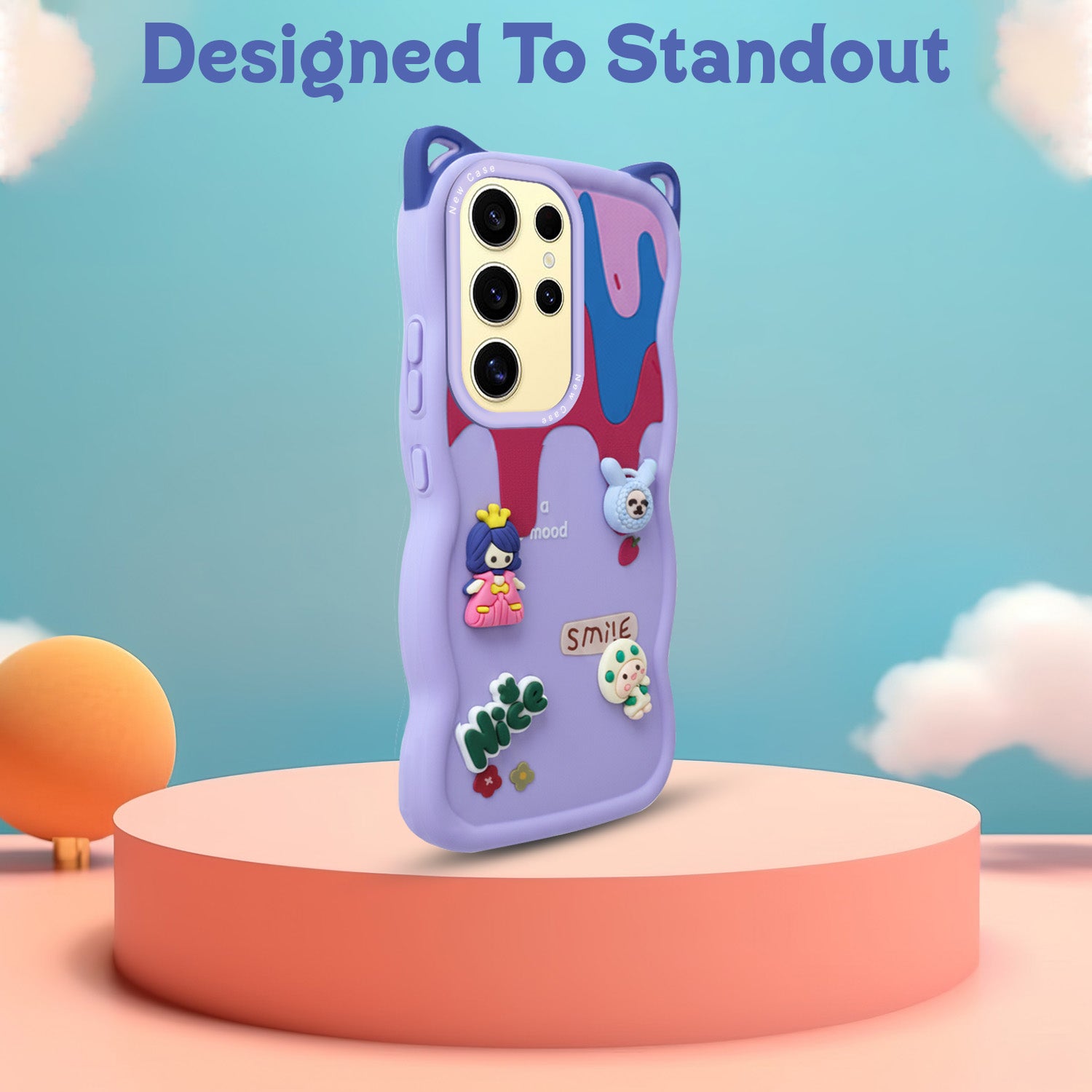 For Samsung Galaxy S24 Ultra Back Case Cover Strap (3D embossed Figures | Strap Holder | 360* Soft Cushion with Camera Bump)