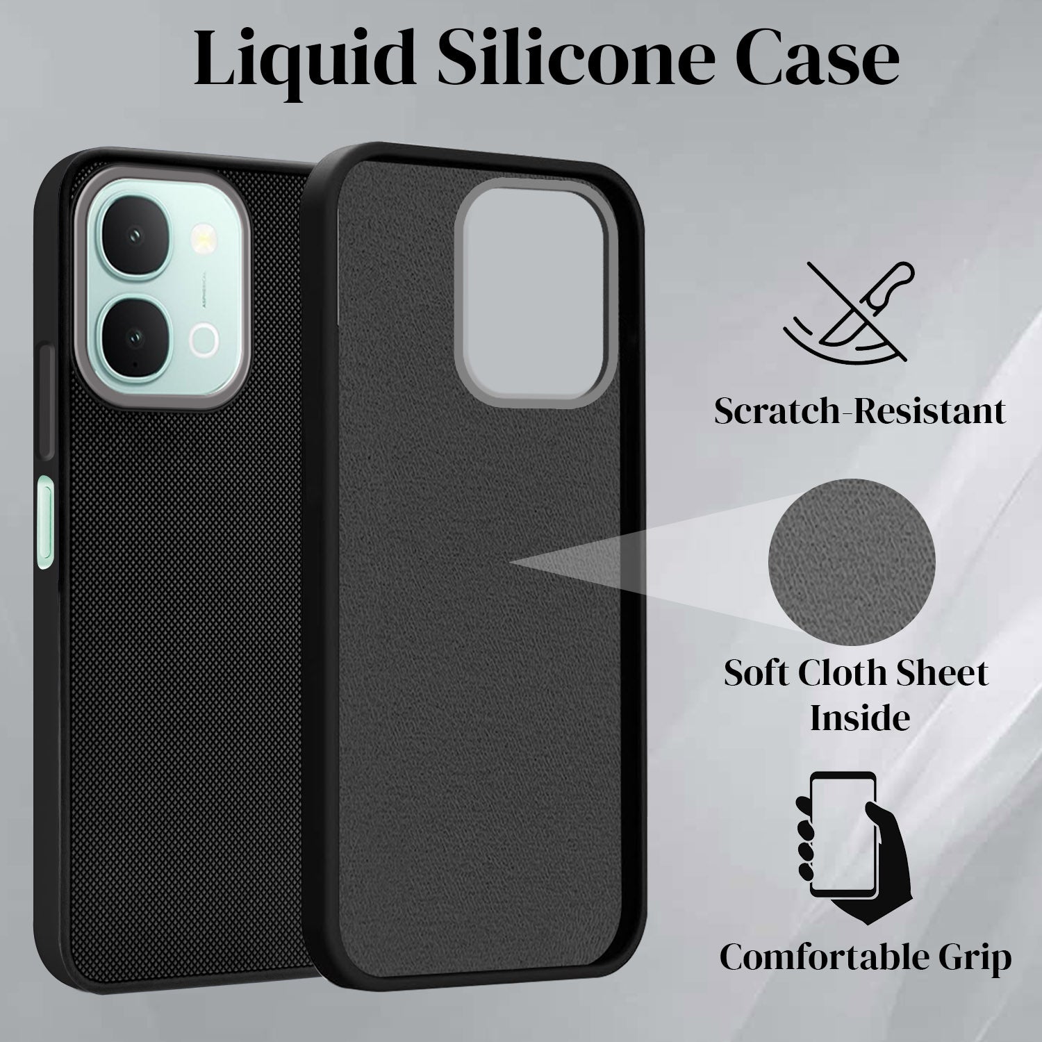 For Vivo iQOO Z11x 5G Back Cover Case Rubberised (Textured Grip Design | Micro-Fiber Cloth Inside | Slim and Light Weight | Soft Touch and Feel)